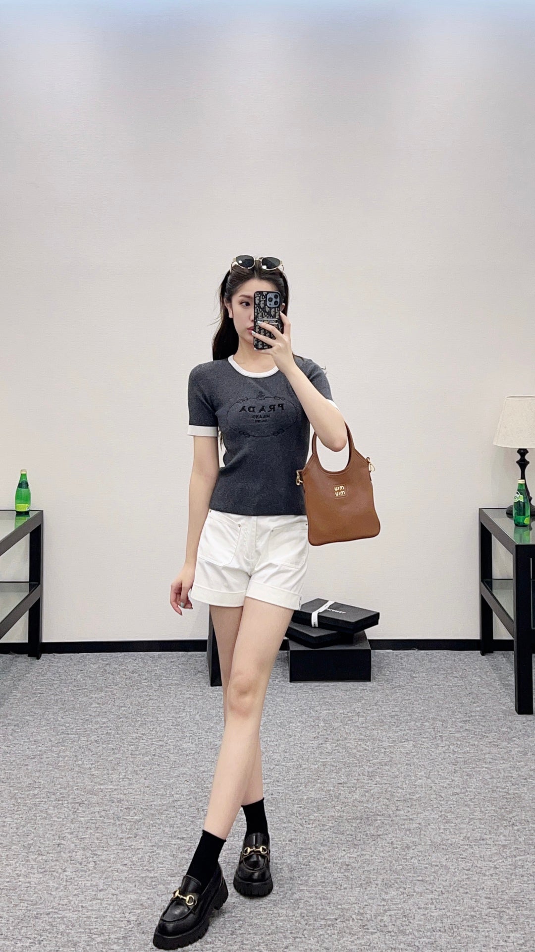 P 2025 new product Embroidered knitted short sleeves
