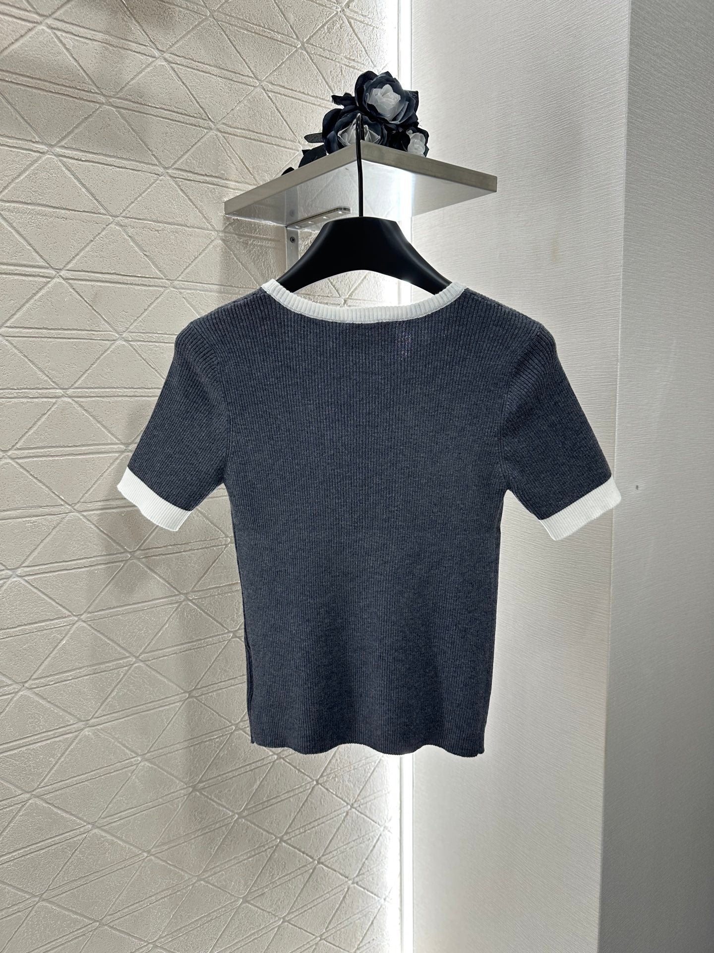 P 2025 new product Embroidered knitted short sleeves