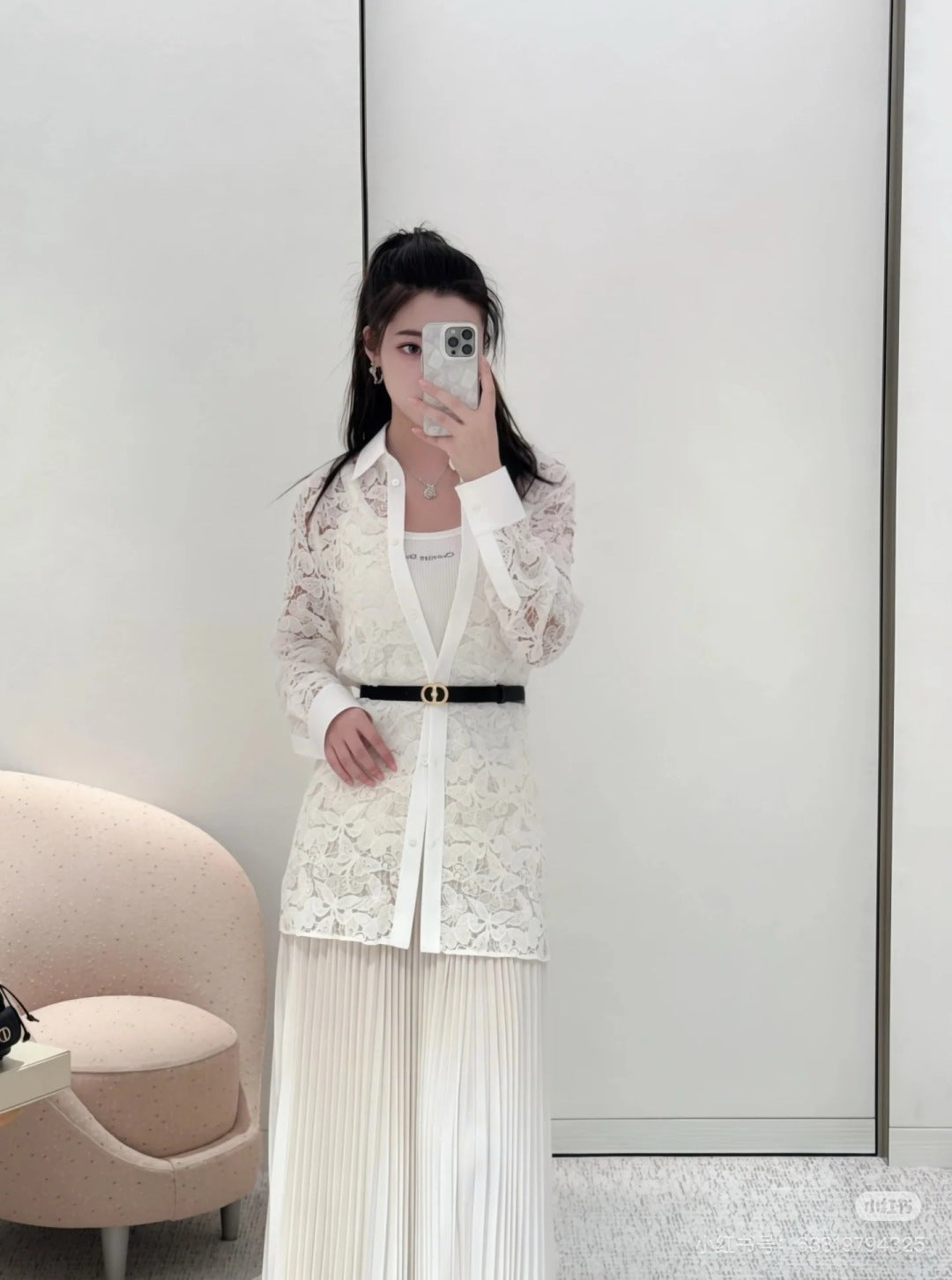 D 25fw lace shirt