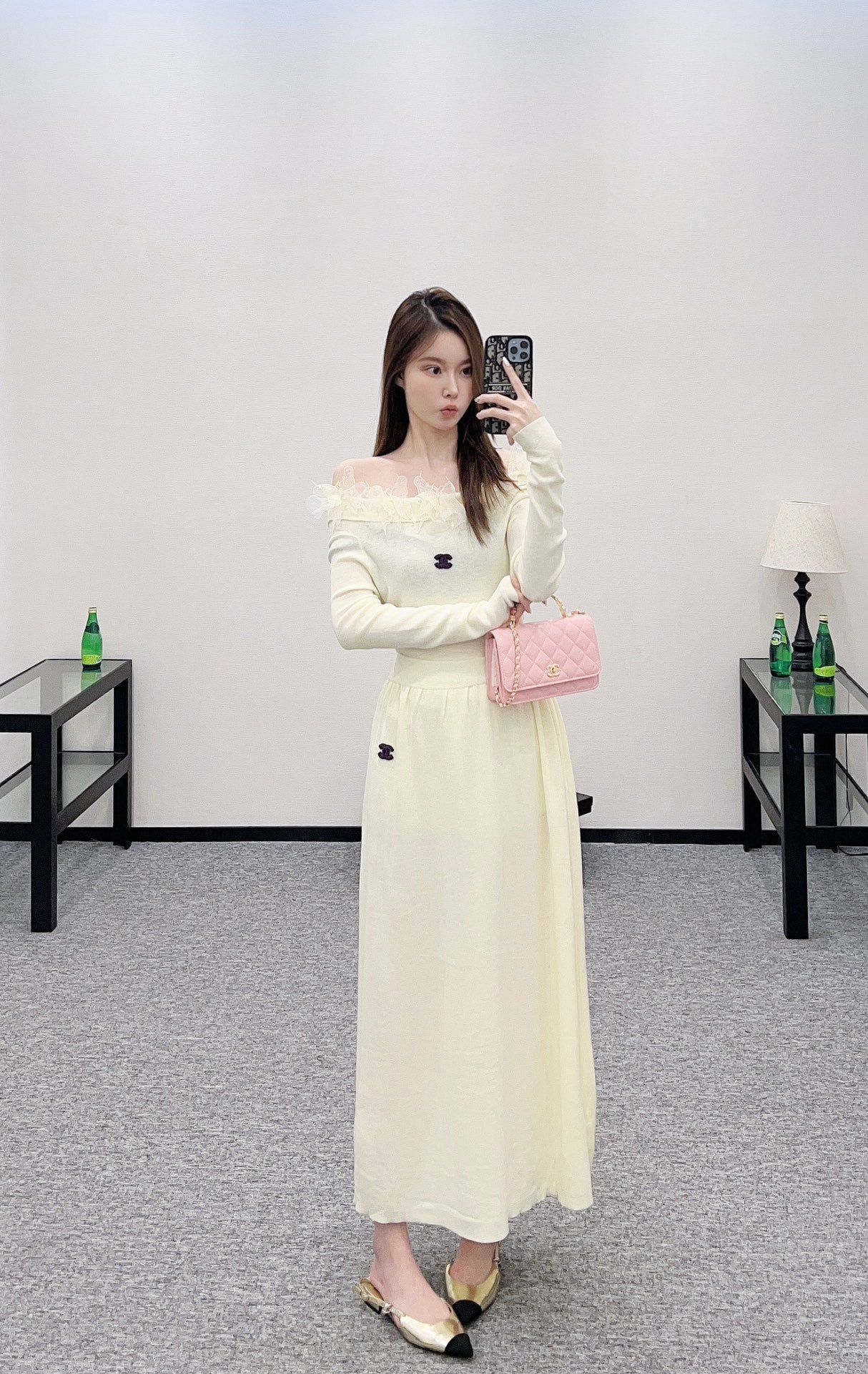 C 2025 New Arrival Knitted Long-Sleeved Skirt Set