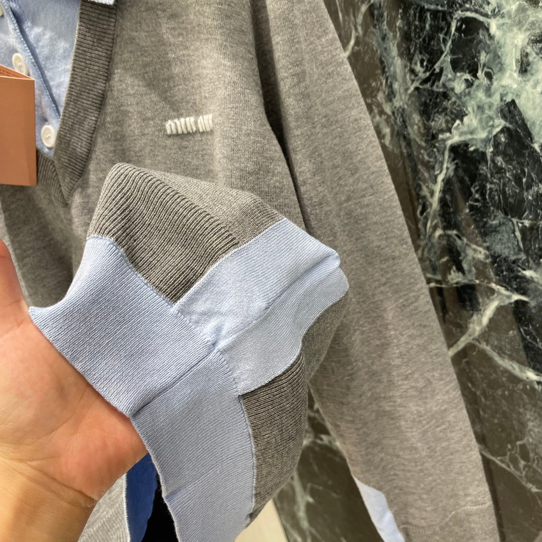M 25fw fake two-piece knit sweater