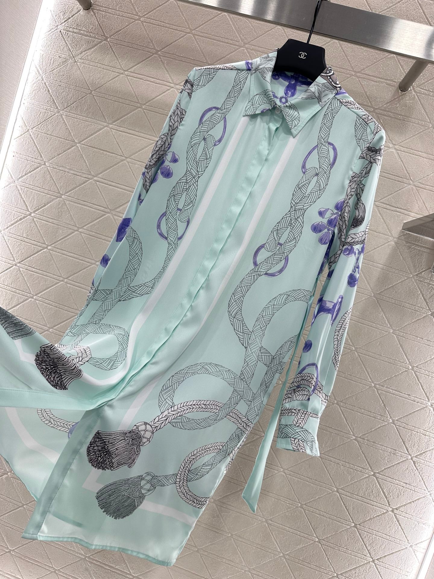 He 25 Printed belt shirt dress