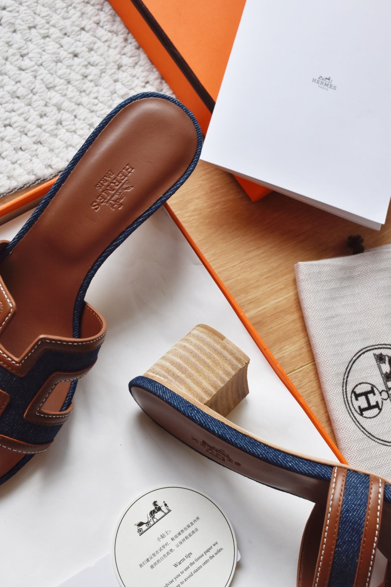 He 25 Cowboy canvas+cowhide high-heeled sandals (4.5cm)