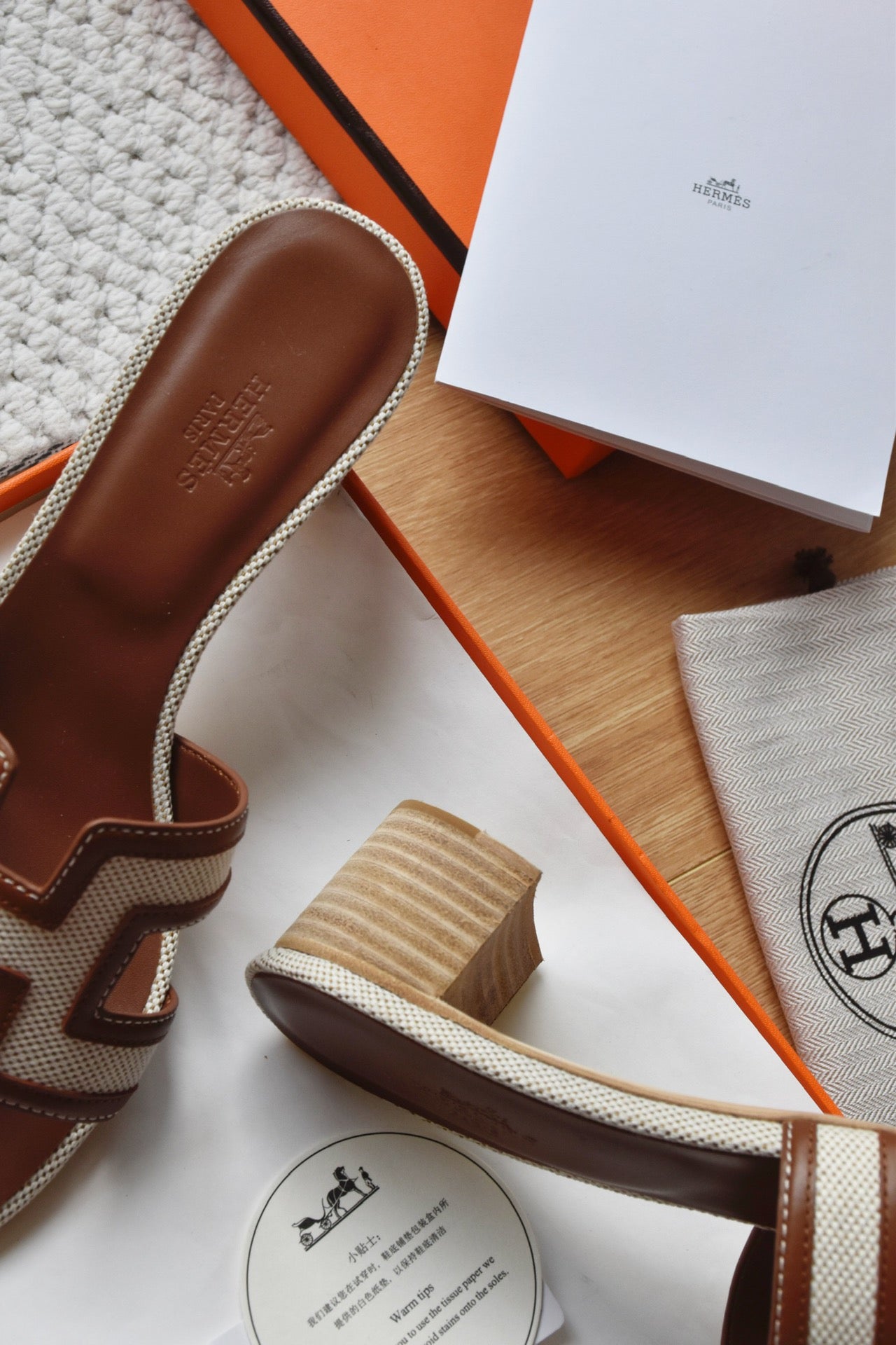 He 25 Cowboy canvas+cowhide high-heeled sandals (4.5cm)