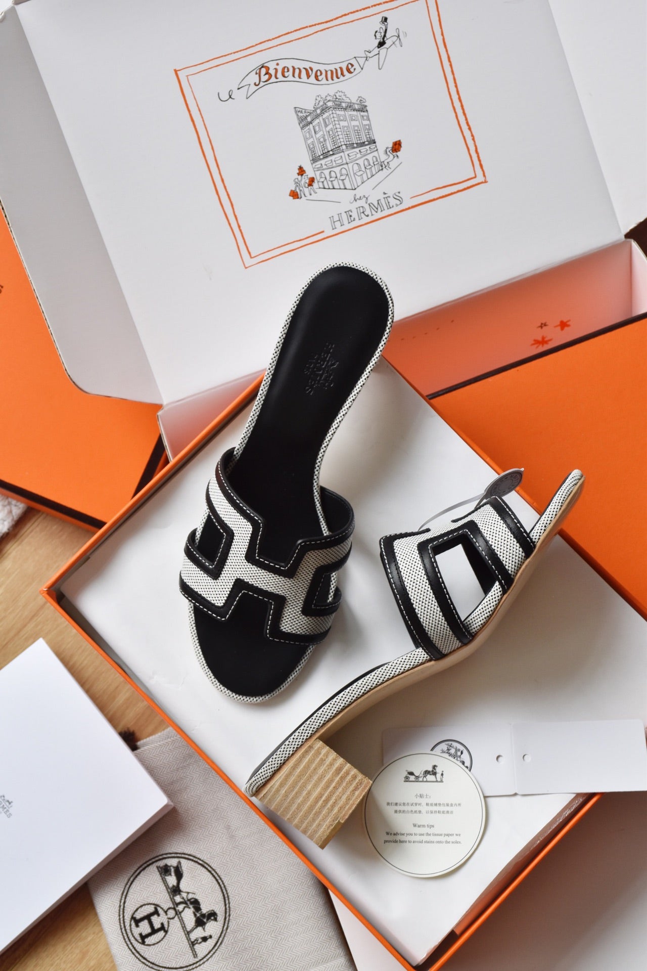 He 25 Cowboy canvas+cowhide high-heeled sandals (4.5cm)