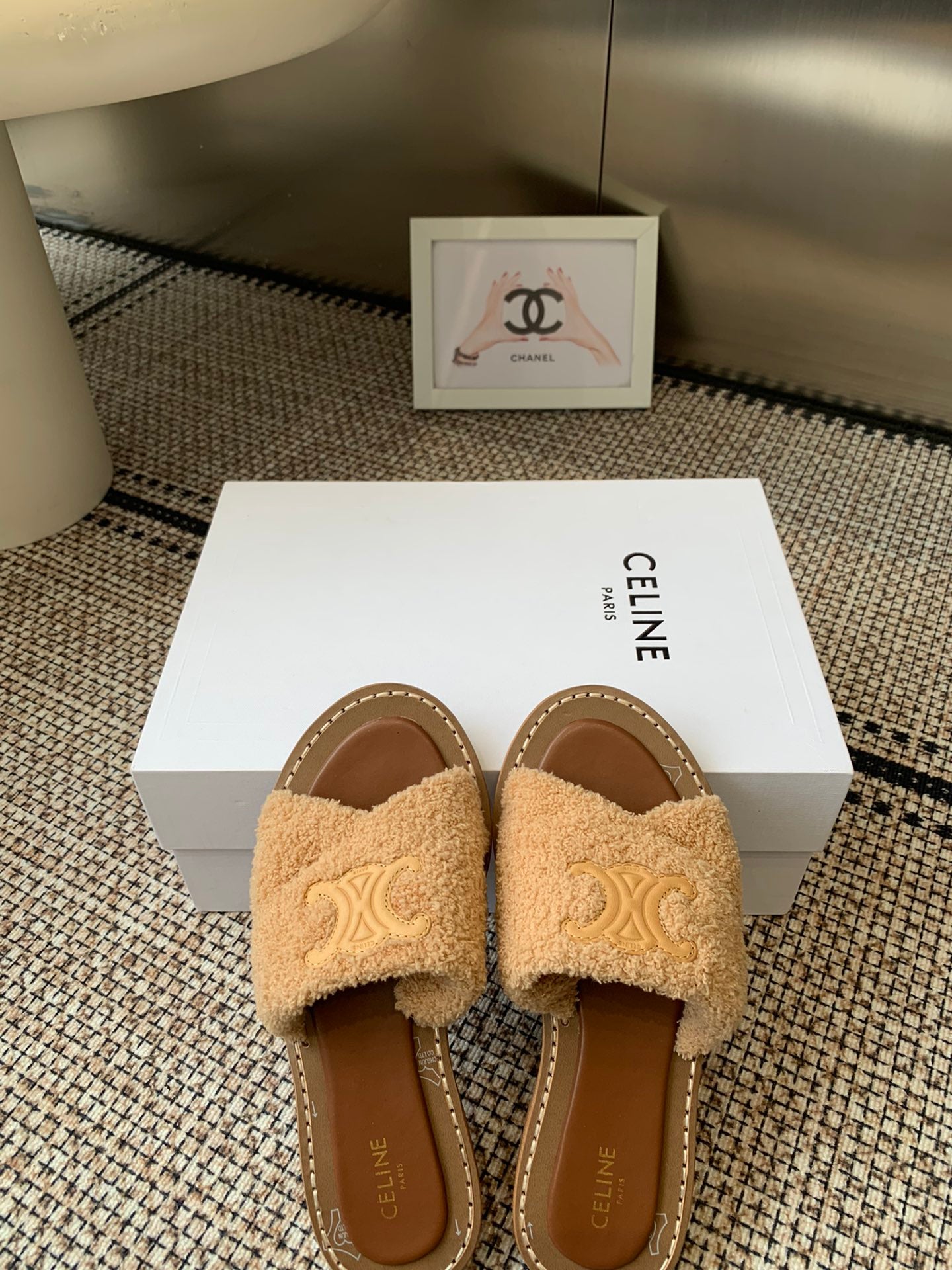 Ce 25ss New British-Style Flat Wool Slippers