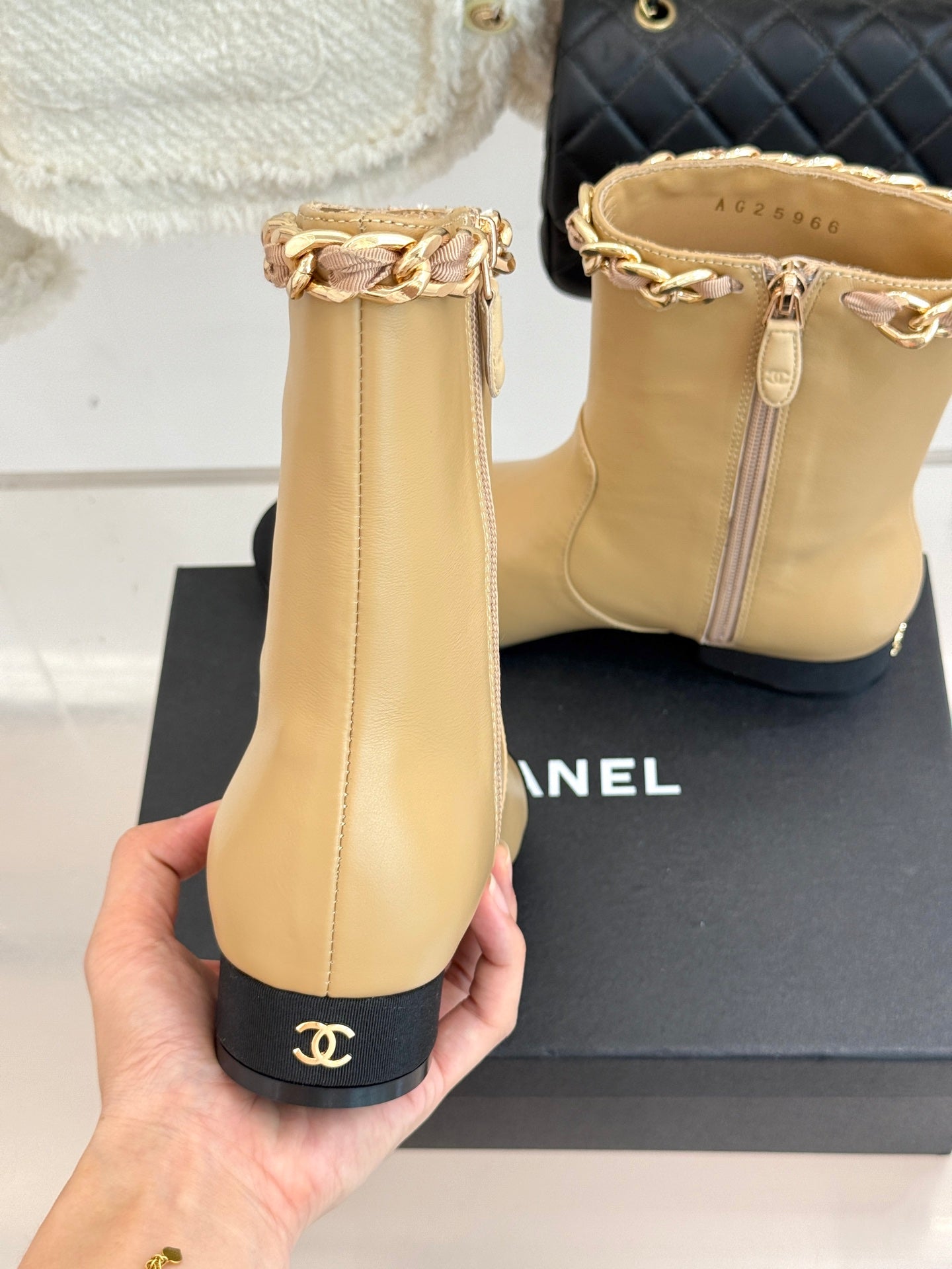 C 25Bfw Runway Style Diamond Chain High Heel Ankle Boots(BLACK/WHITE/YELLOW)