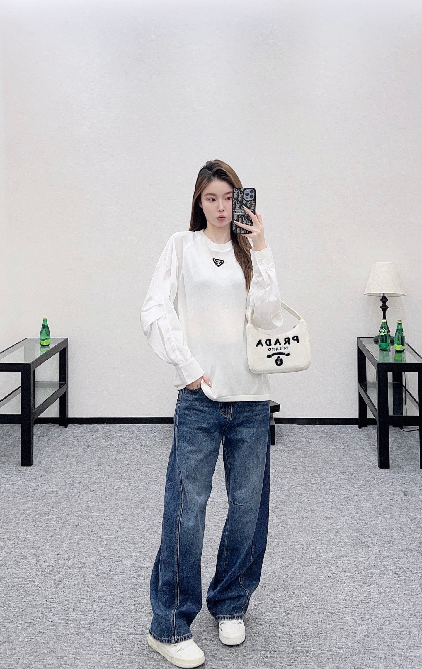 Pr 25 Crew neck paneled long-sleeved top