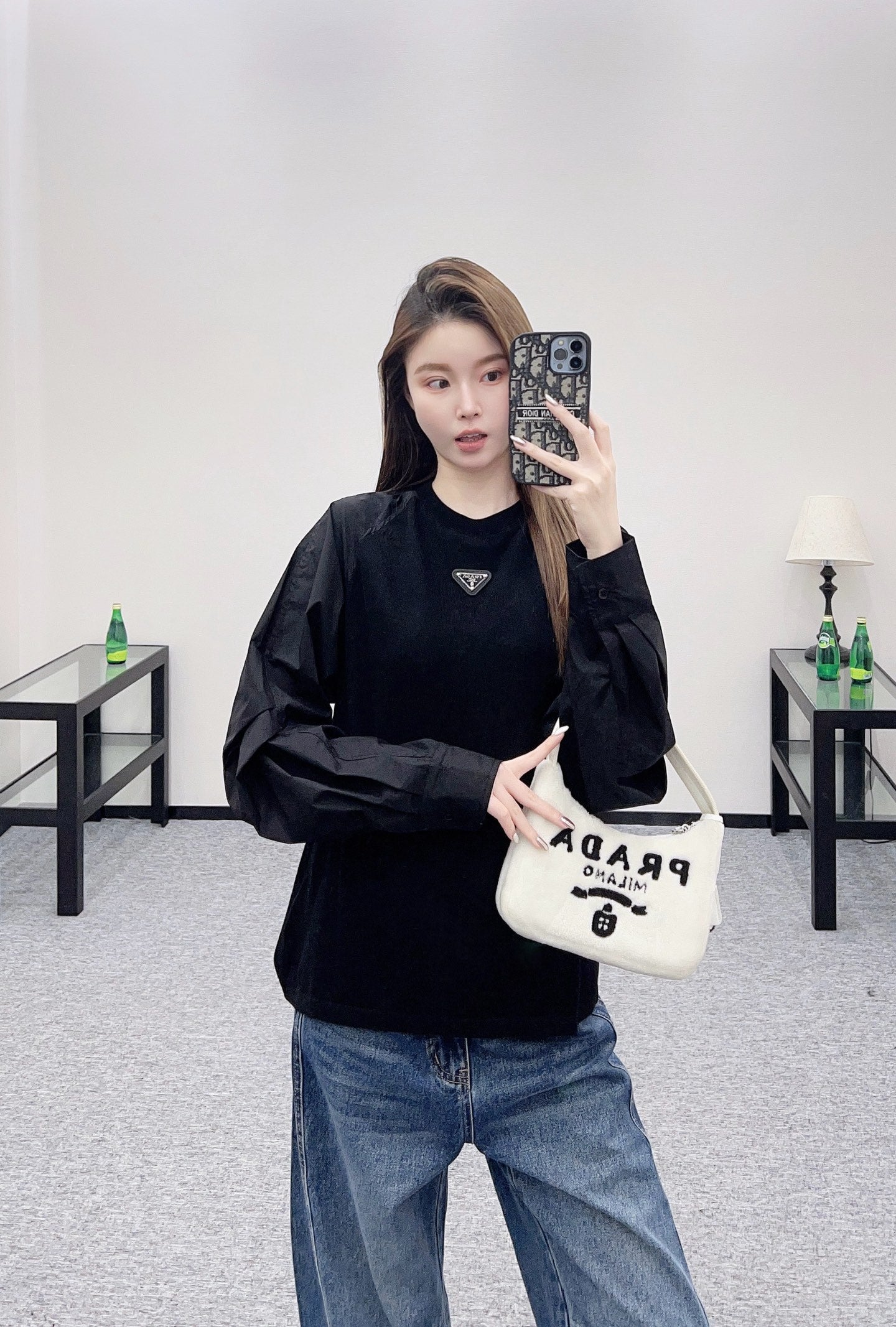 Pr 25 Crew neck paneled long-sleeved top
