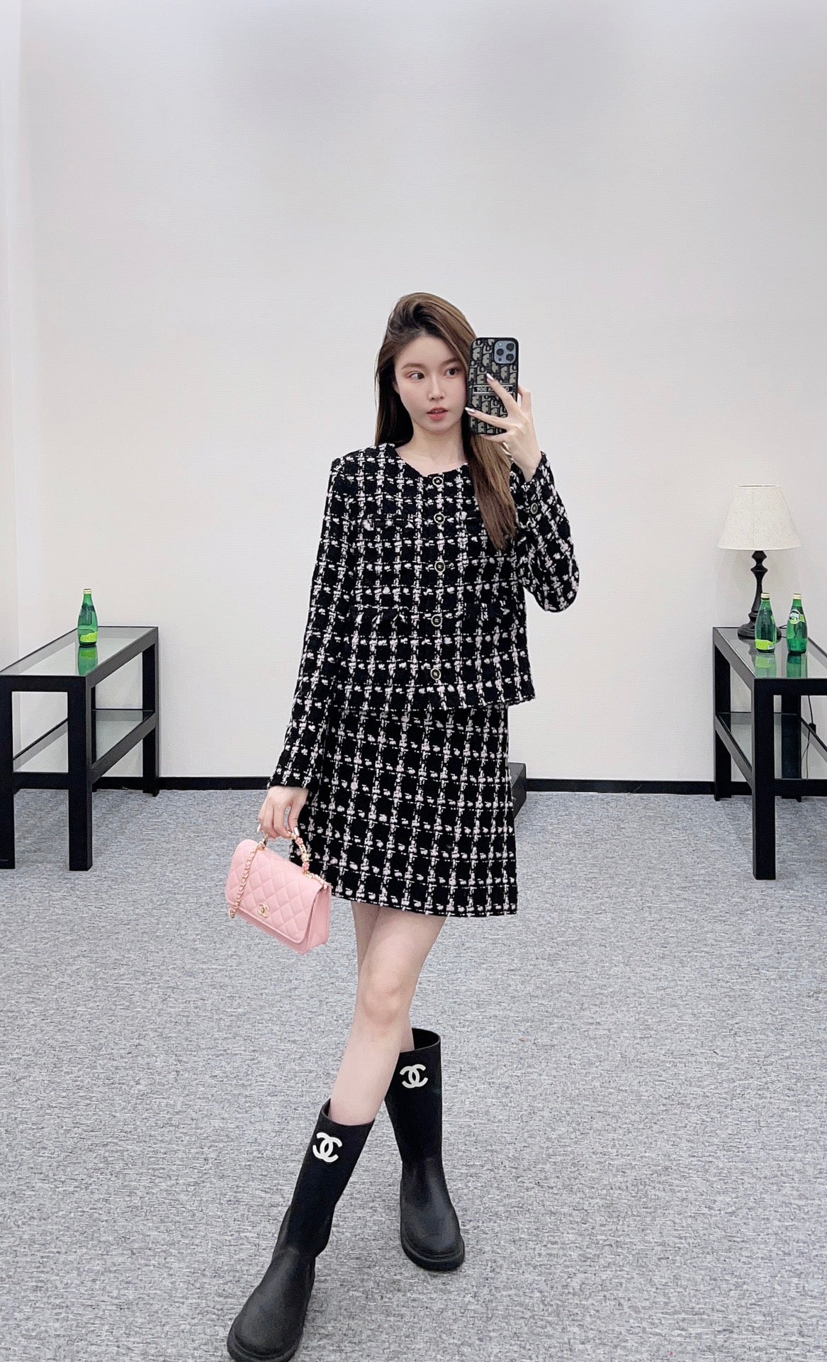 C 25 Fringed Quilted Skirt Set