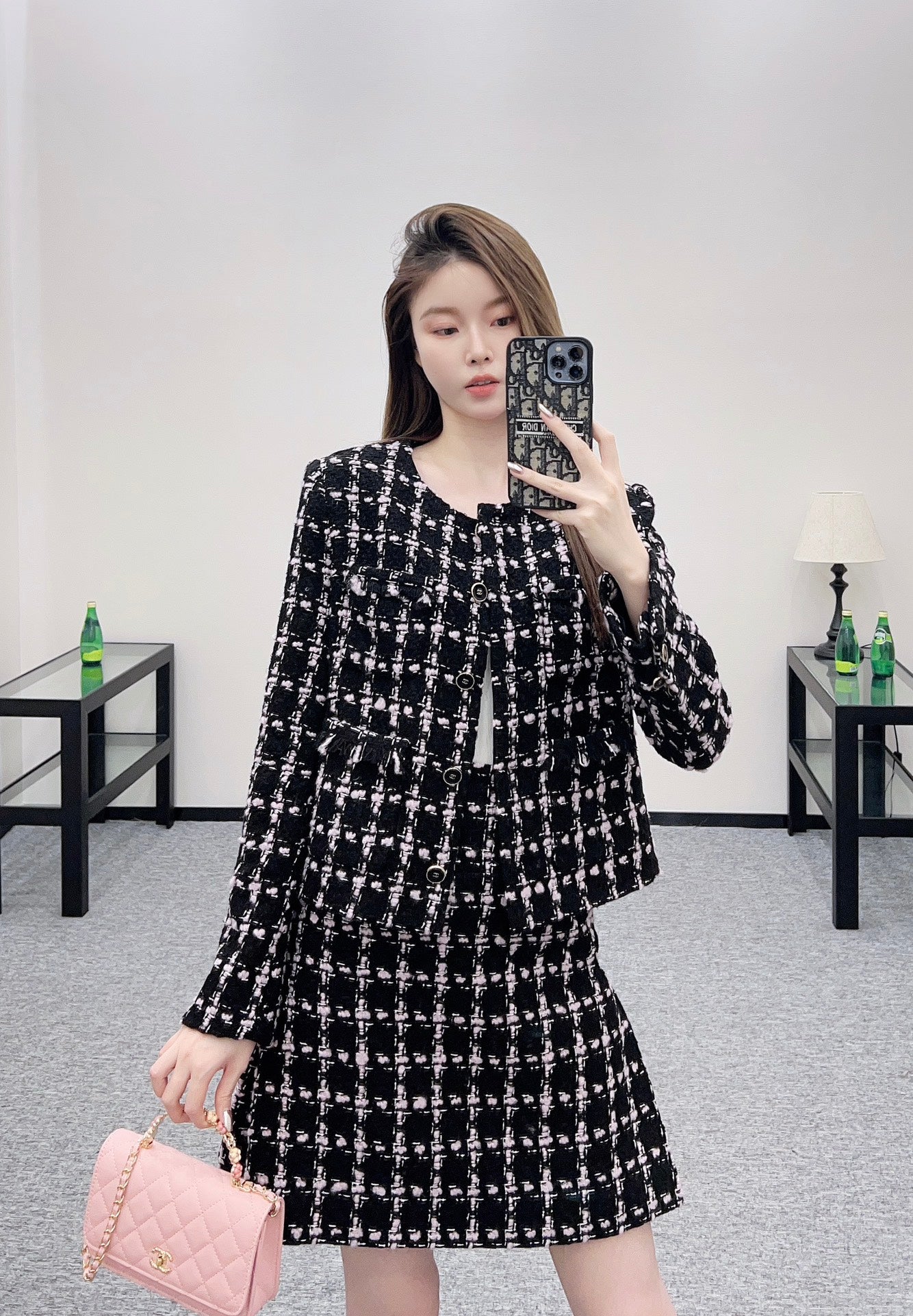 C 25 Fringed Quilted Skirt Set