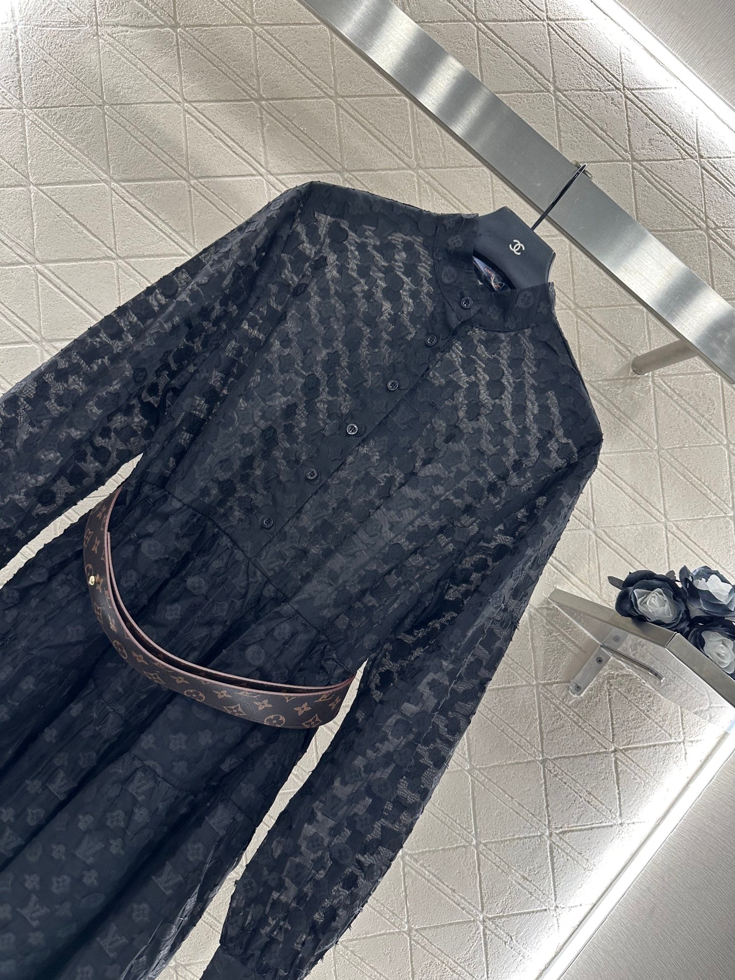 L 25 jacquard long-sleeved dress
