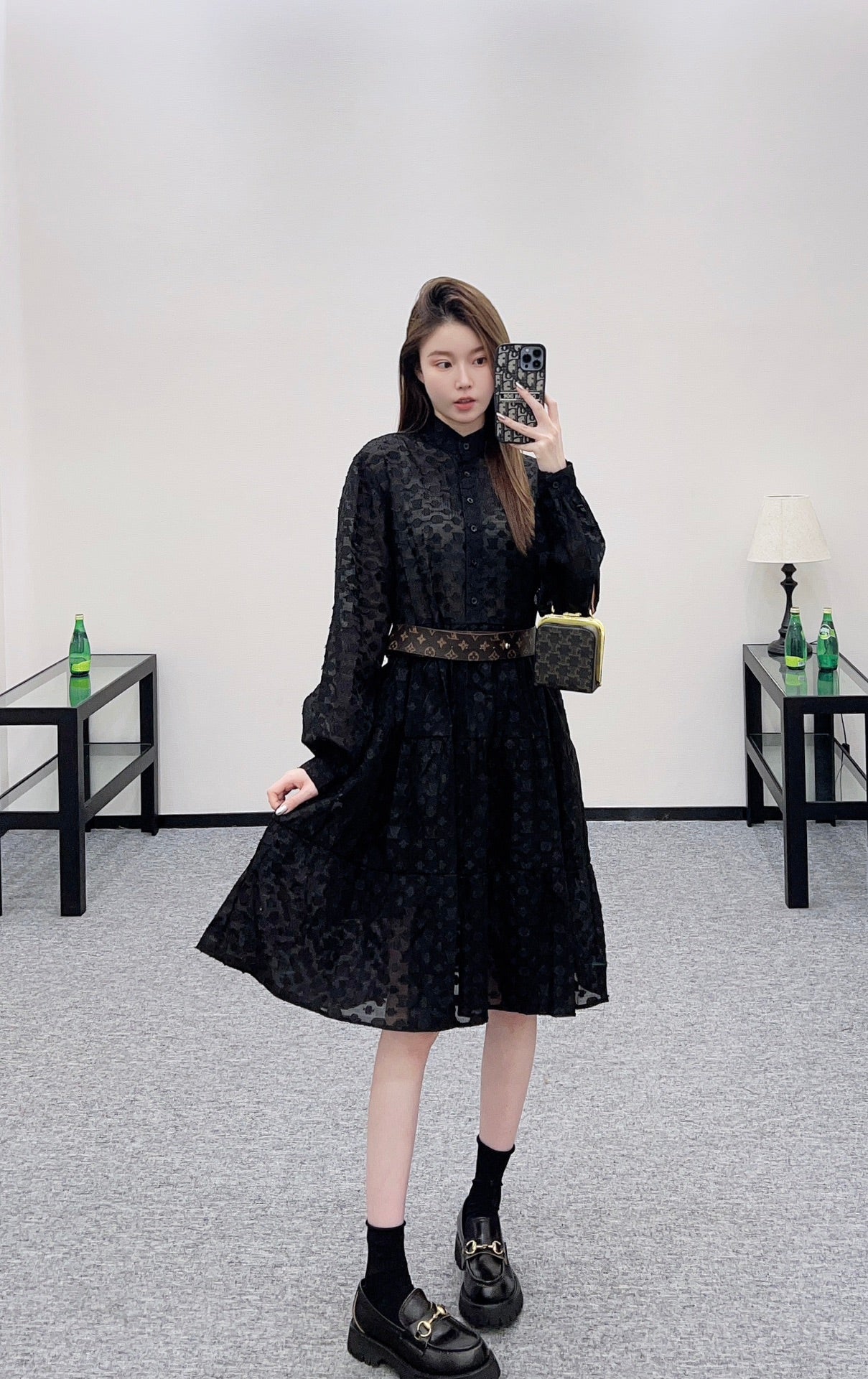 L 25 jacquard long-sleeved dress