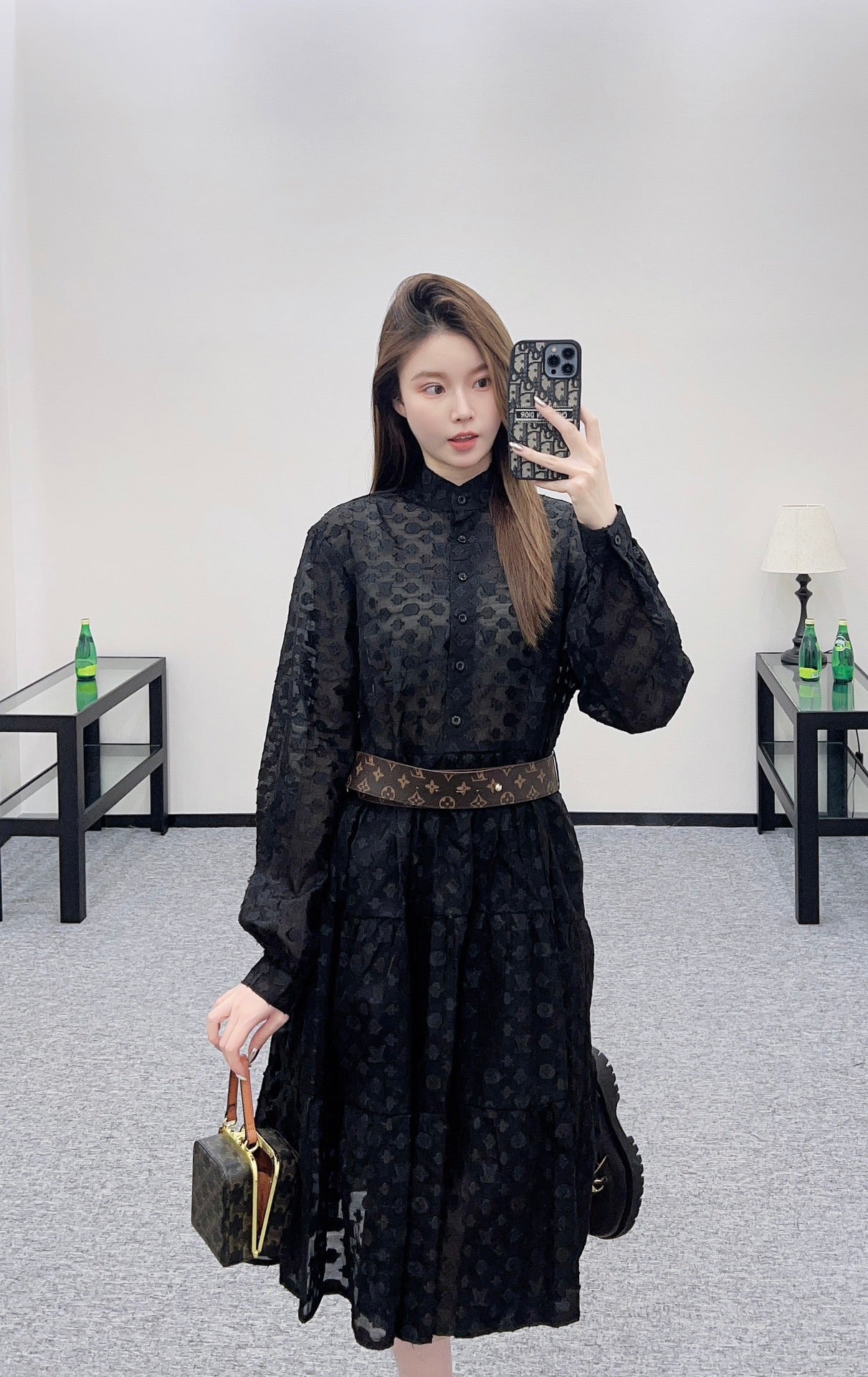 L 25 jacquard long-sleeved dress