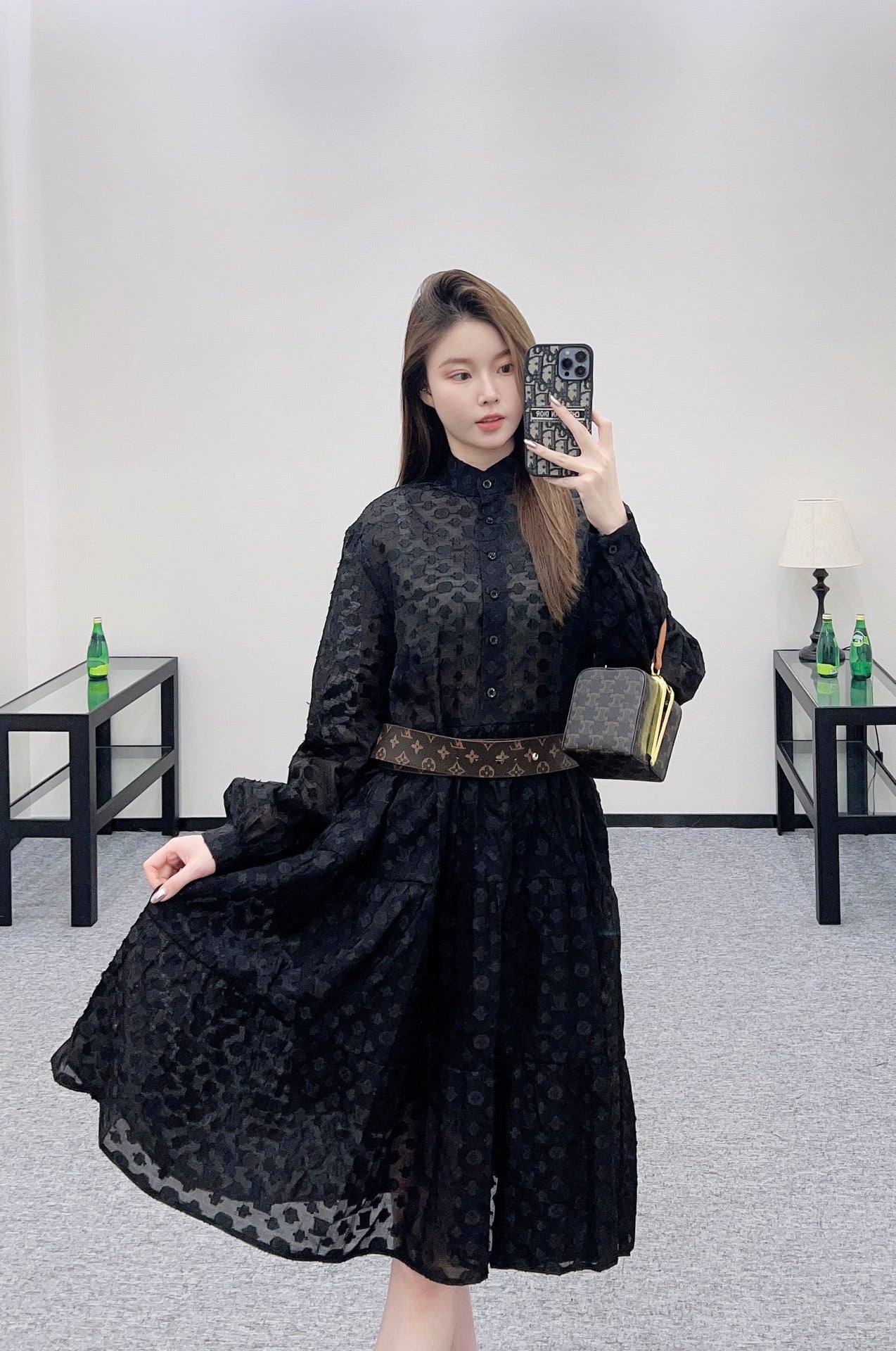 L 25 jacquard long-sleeved dress