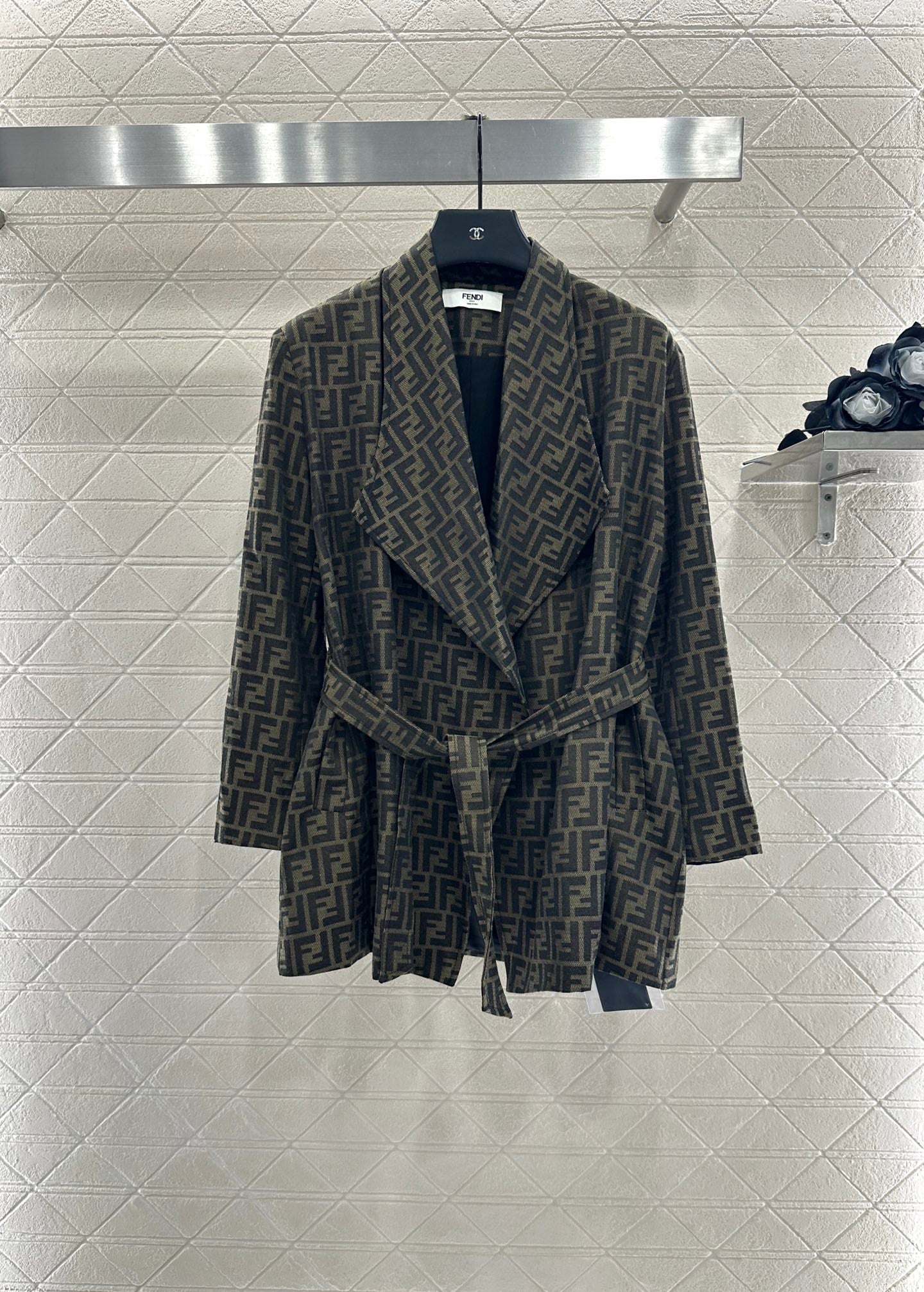Fi 25 jacquard belted coat