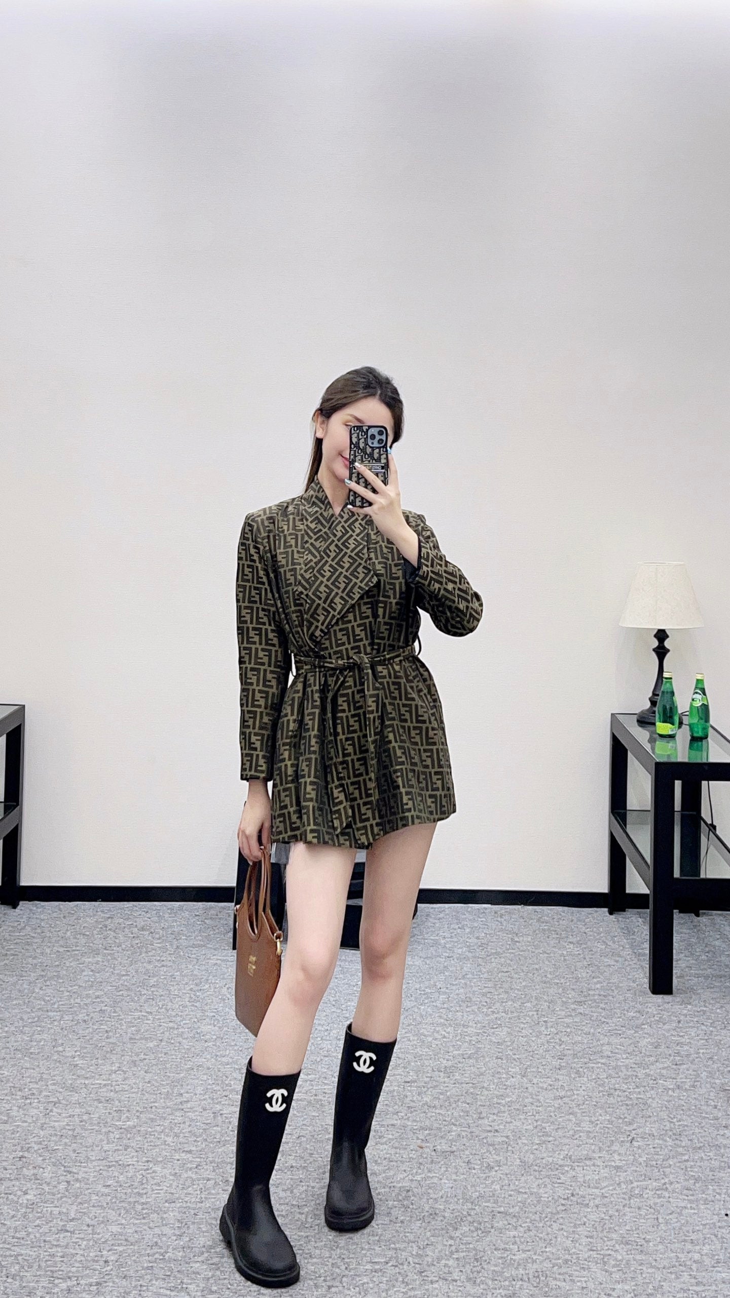 Fi 25 jacquard belted coat