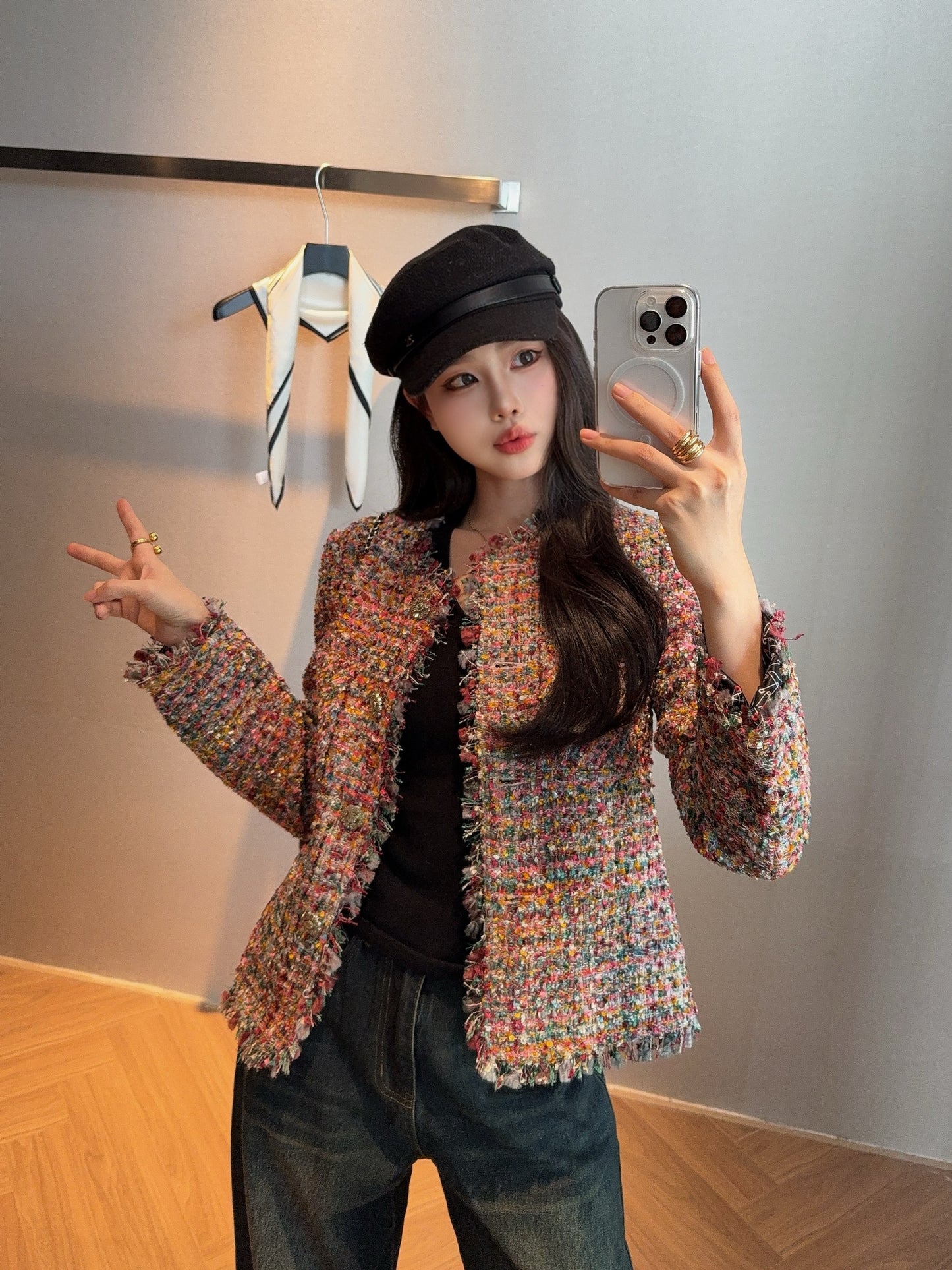 C 25fw new trim tweed coat