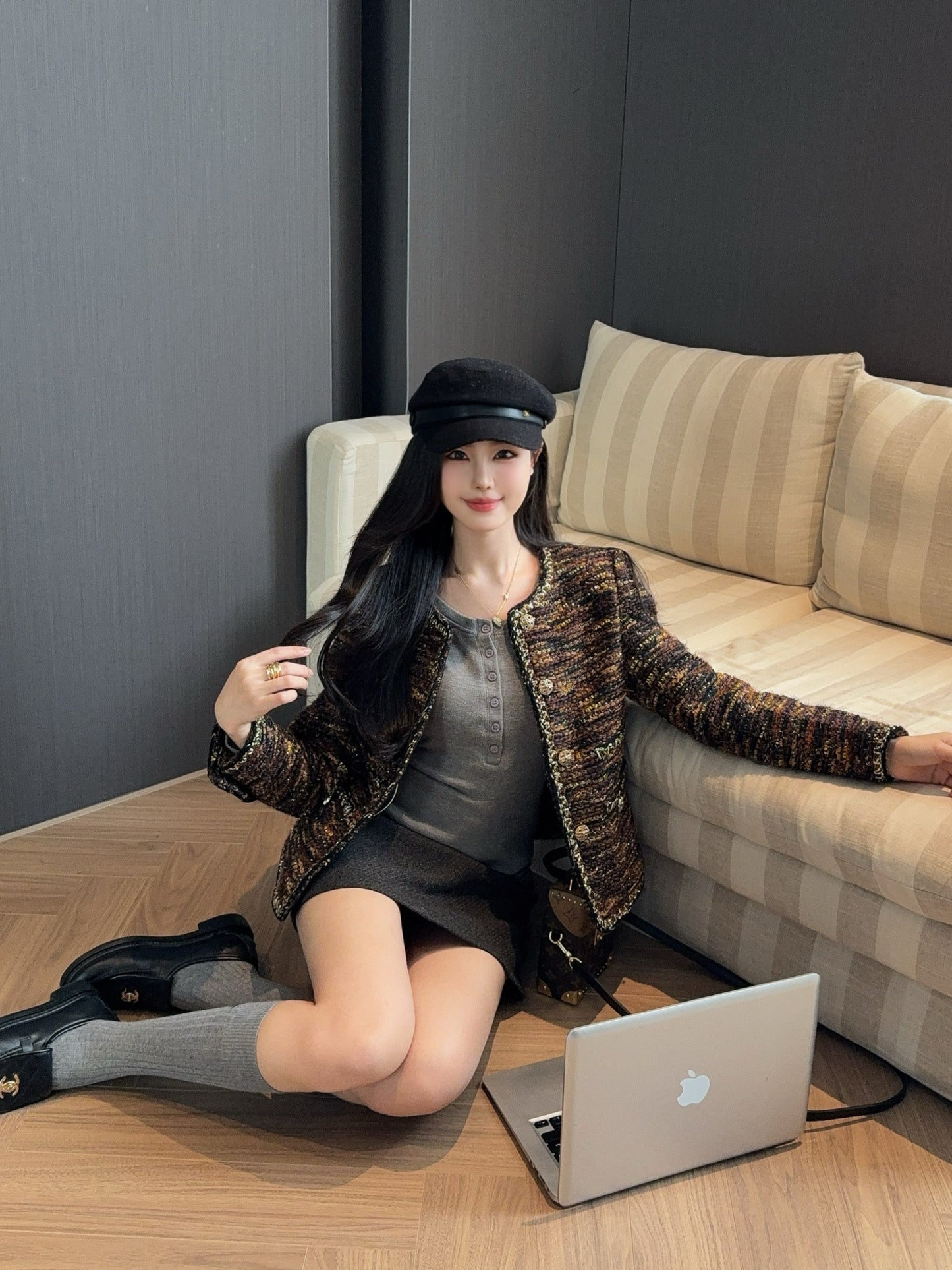 C 25fw new trim tweed coat