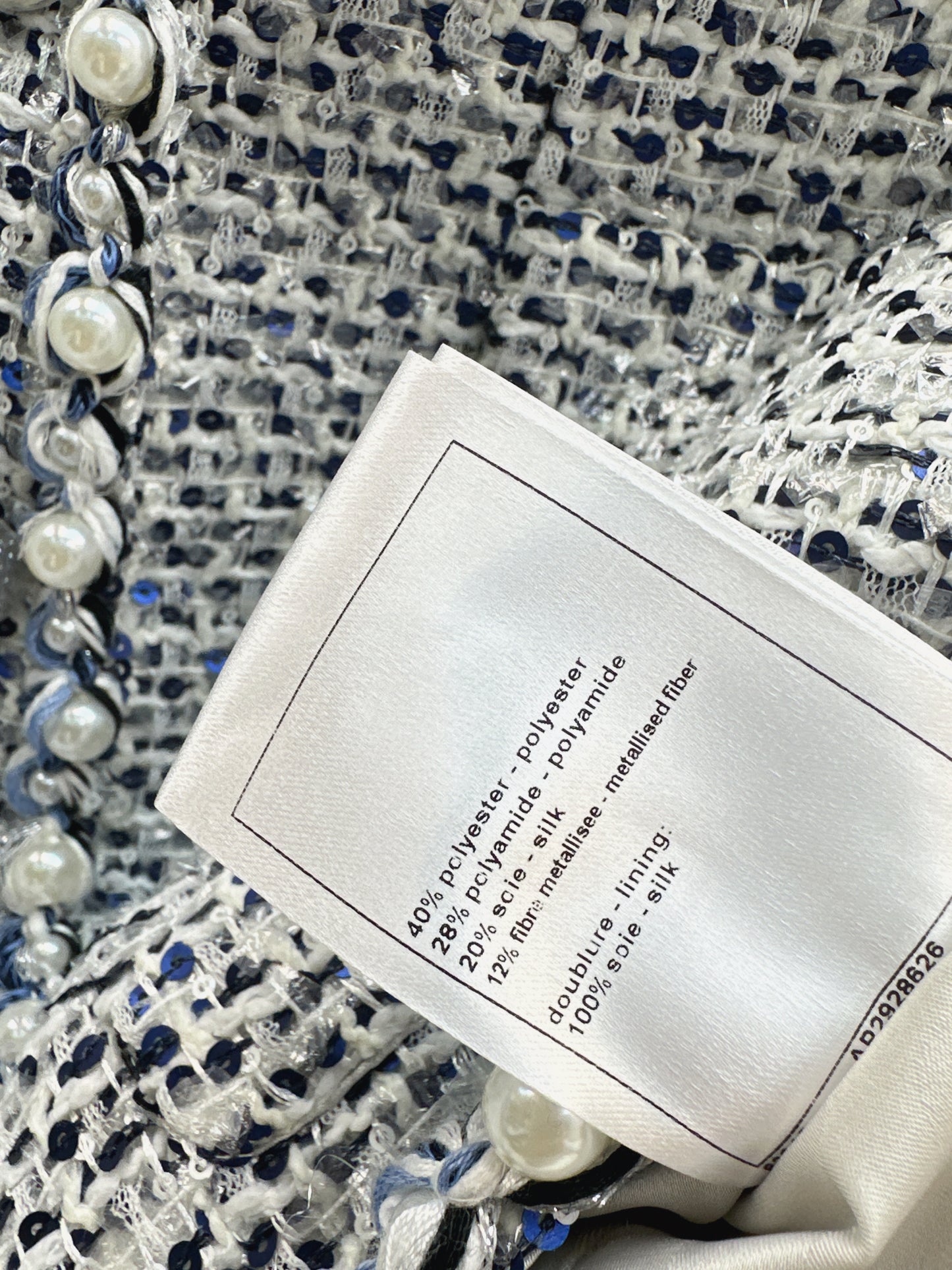 C 25fw Beaded silver tweed suit
