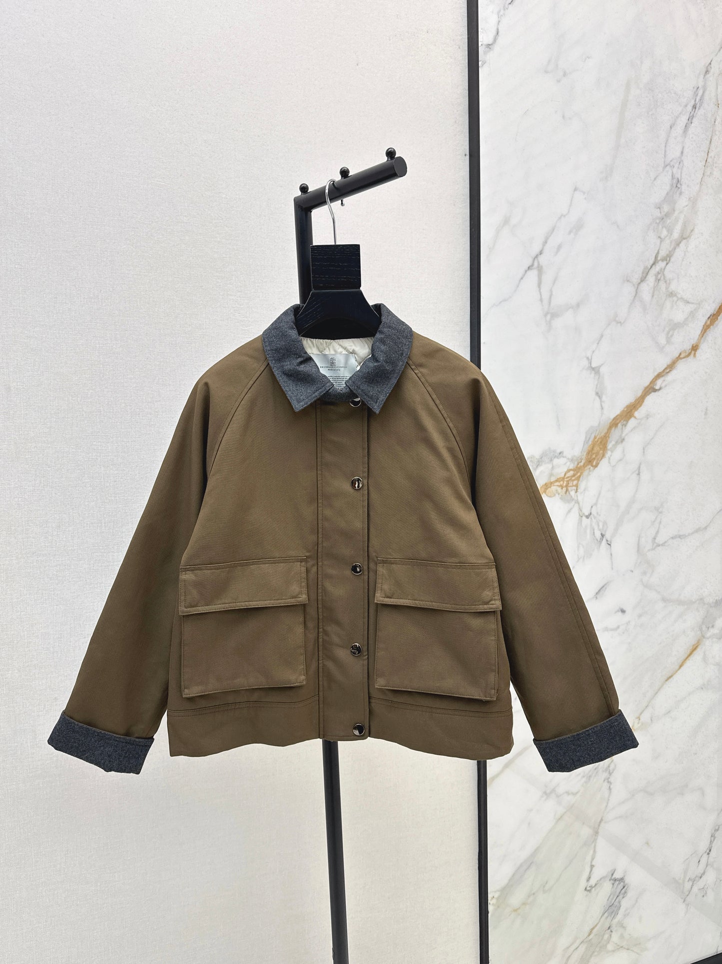 Bru 25 patchwork lapel padded jacket