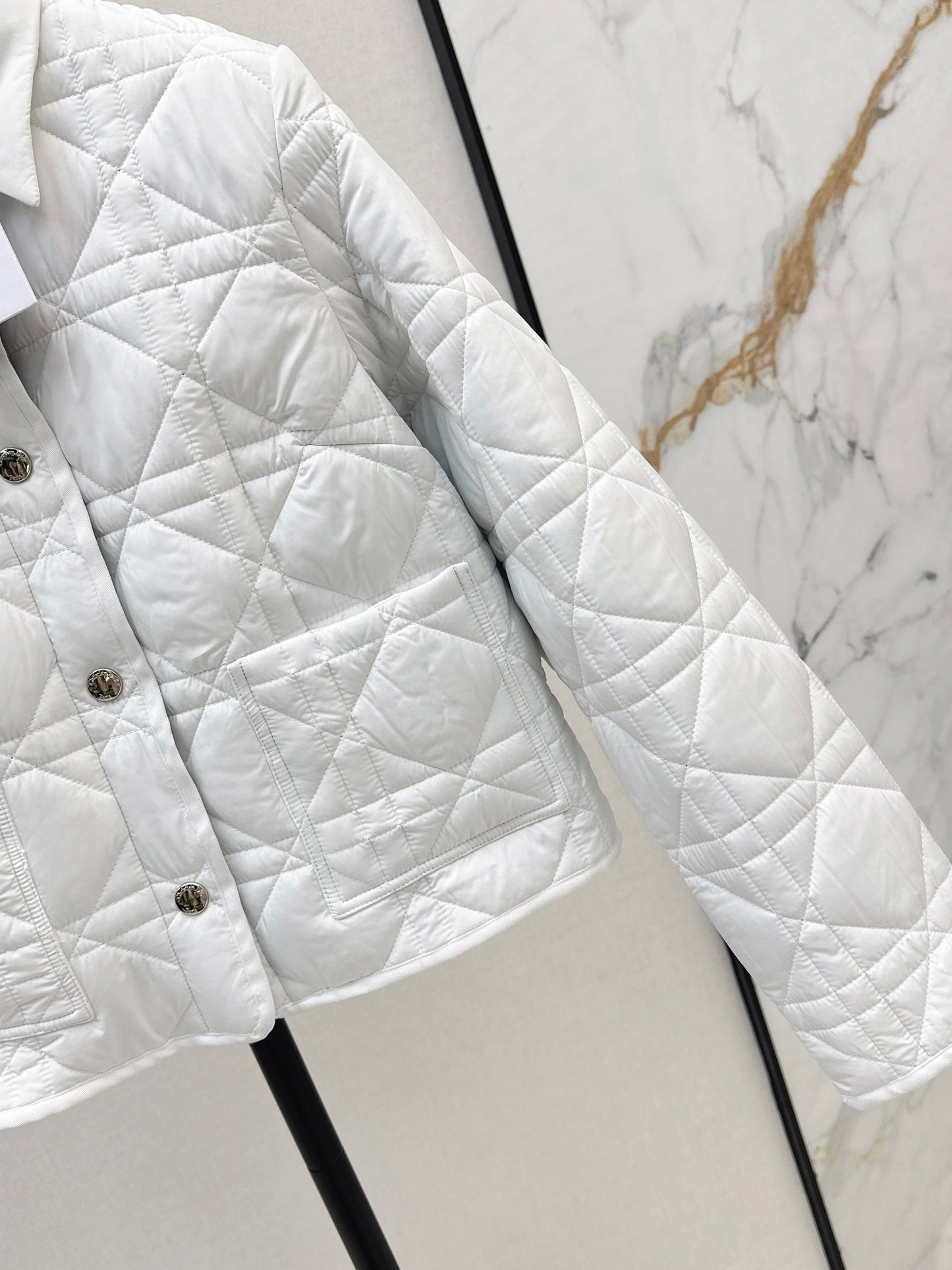 Di 25 New Princess Diana rattan check quilted hooded jacket(WHITE/KHAKI/BLACK)