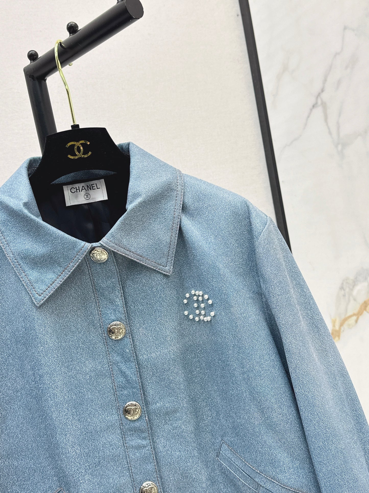 C 25 High-end handmade logo beaded sheepskin jacket(BLACK/BLUE/PINK)