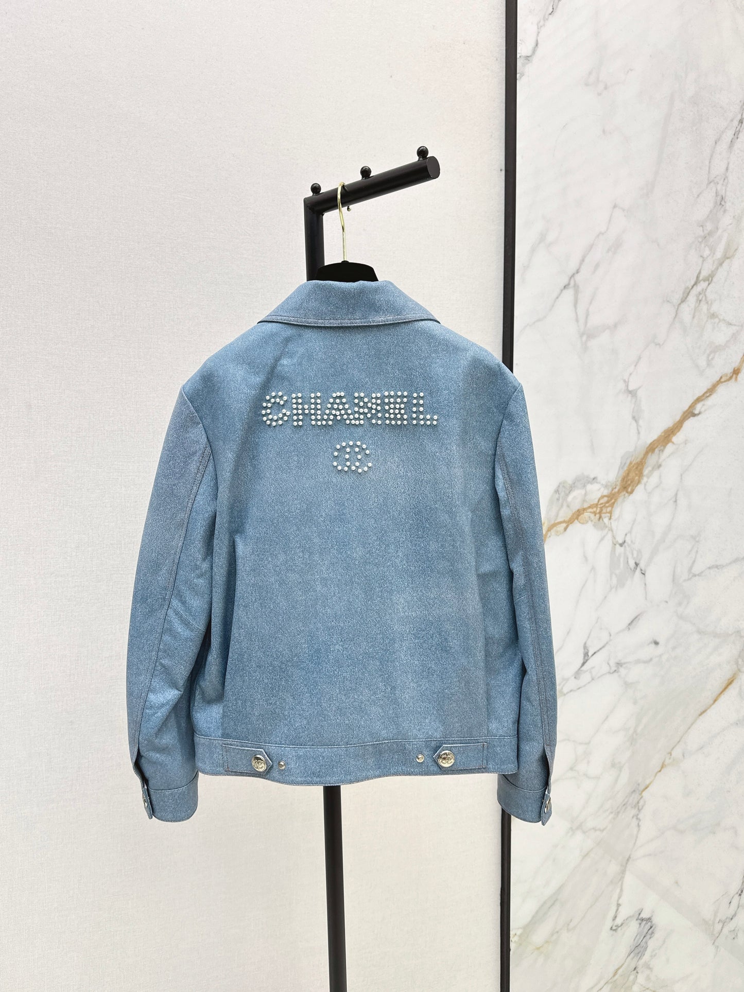 C 25 High-end handmade logo beaded sheepskin jacket(BLACK/BLUE/PINK)