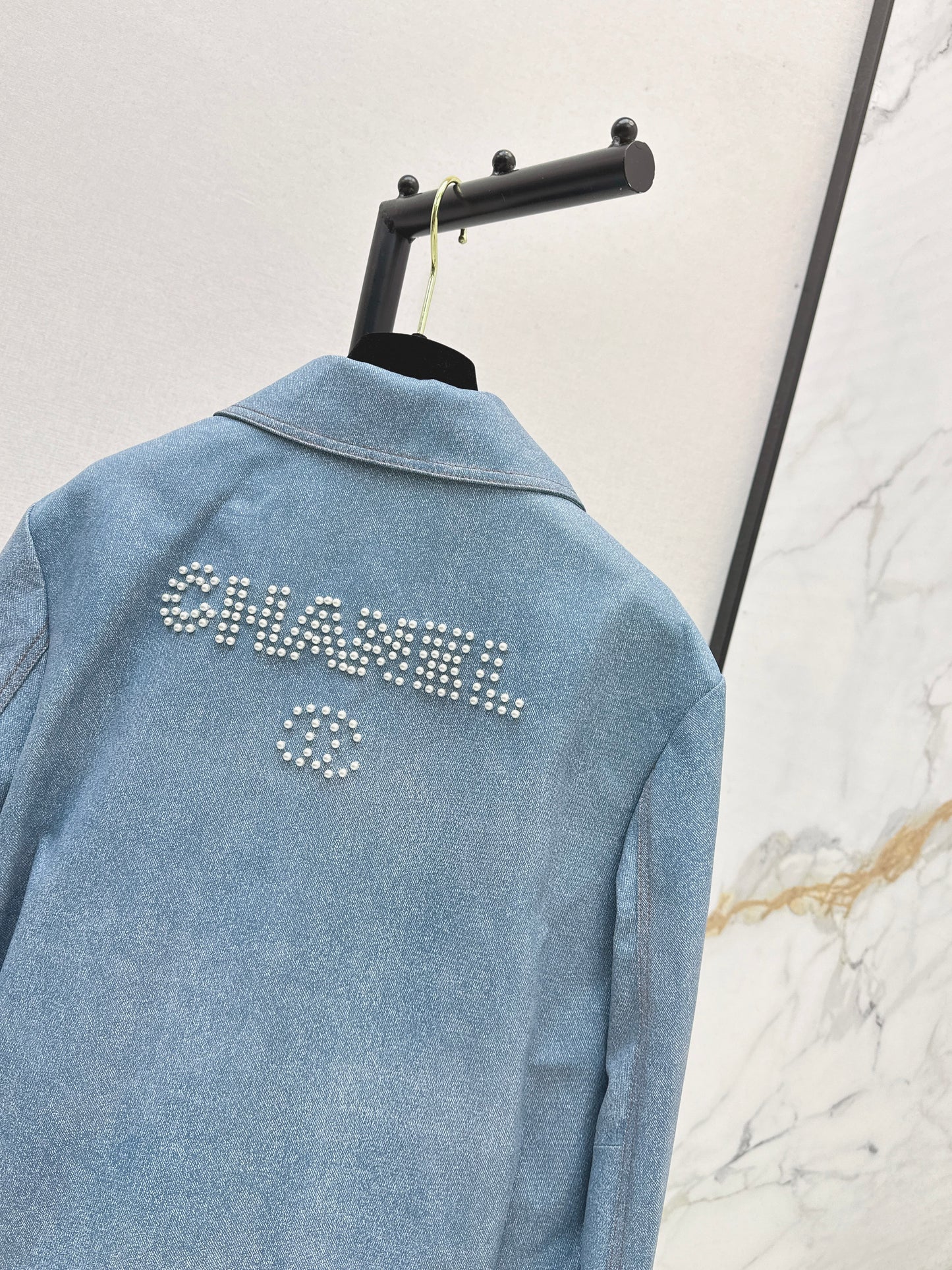 C 25 High-end handmade logo beaded sheepskin jacket(BLACK/BLUE/PINK)
