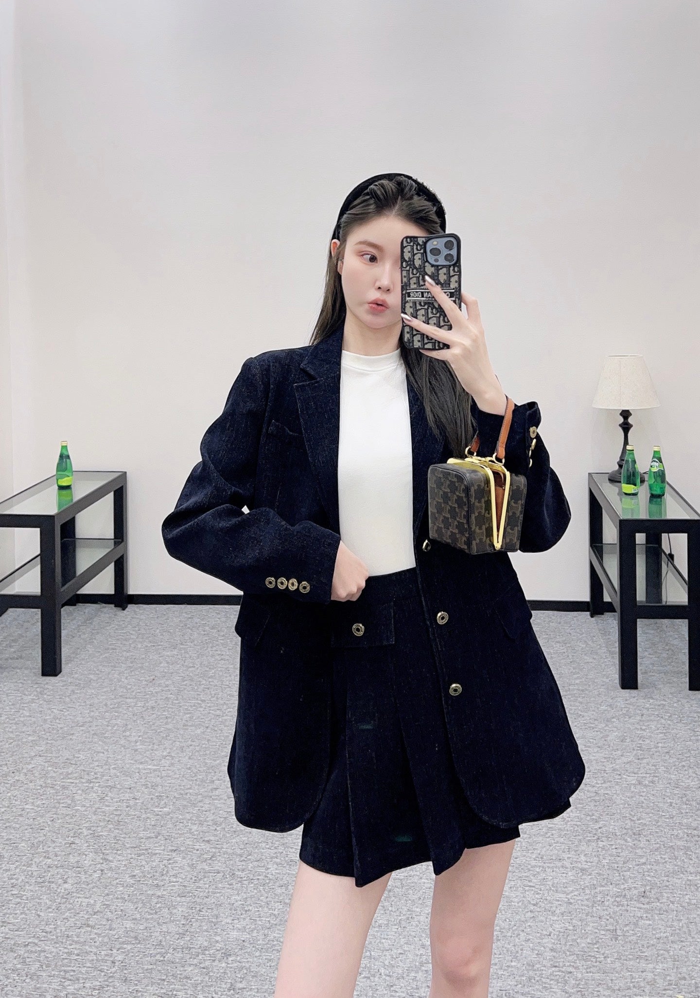 Mi 25 Denim Jacket Pleated Skirt Suit