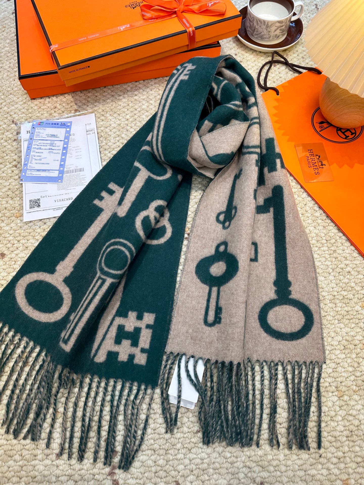 He 25 Key cashmere scarf(BWORN/GREEN/NAVY/GRAY)