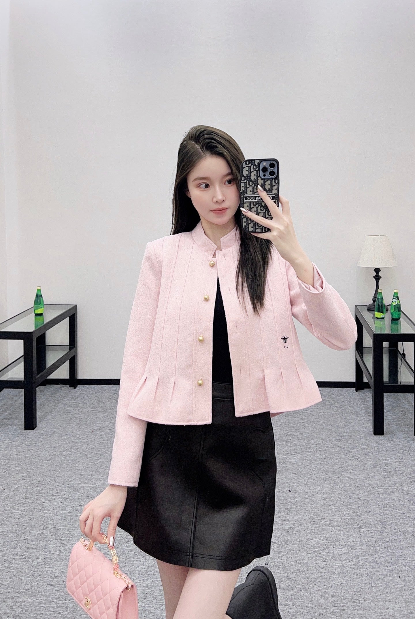 Di 25 Stand up collar lace jacket(PINK/BEIGI)