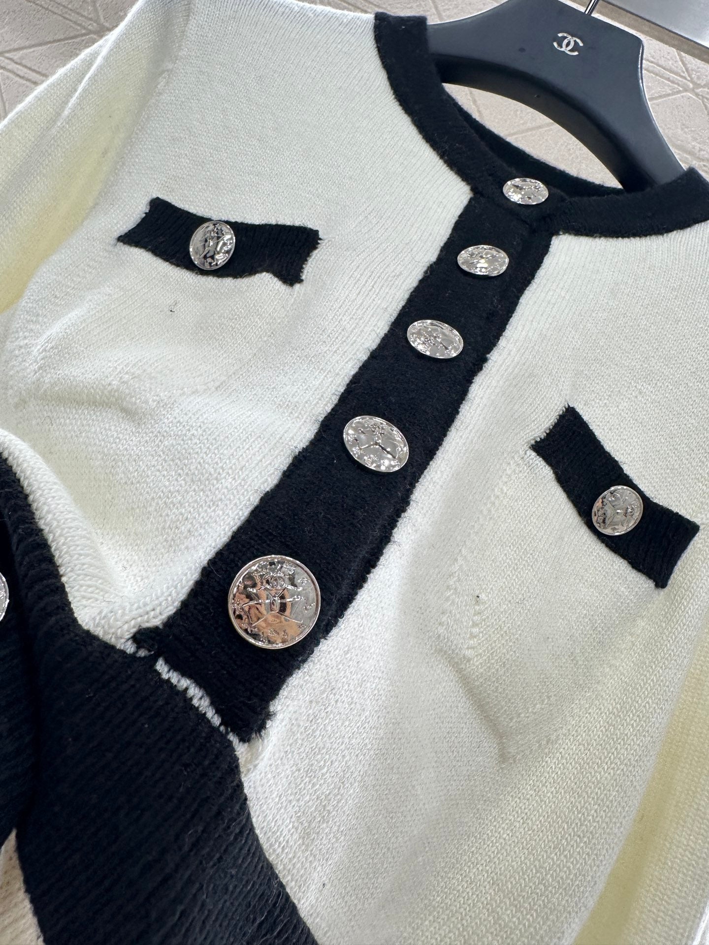 C 25 Wool Knitted Long Sleeve Dress(WHITE/BLACK)