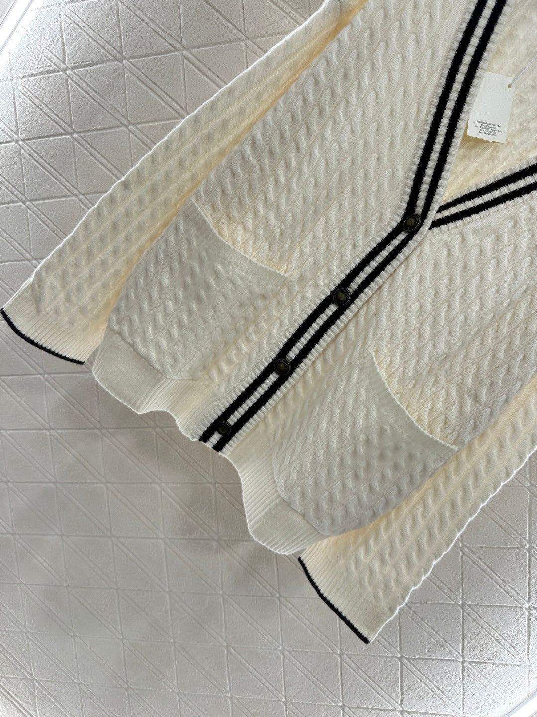 Bru 25 Fried Dough Twists striped cashmere cardigan, tennis series