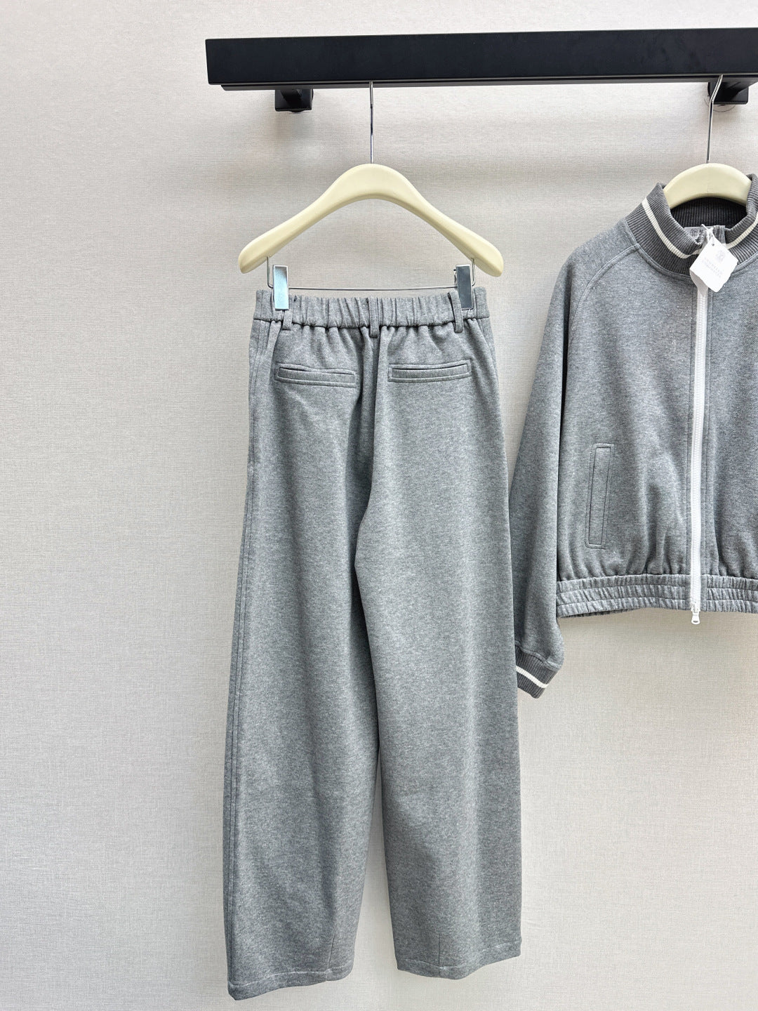 Bru 25 Stand collar jacket + elastic waist casual pants casual suit(GRAY/BLACK)