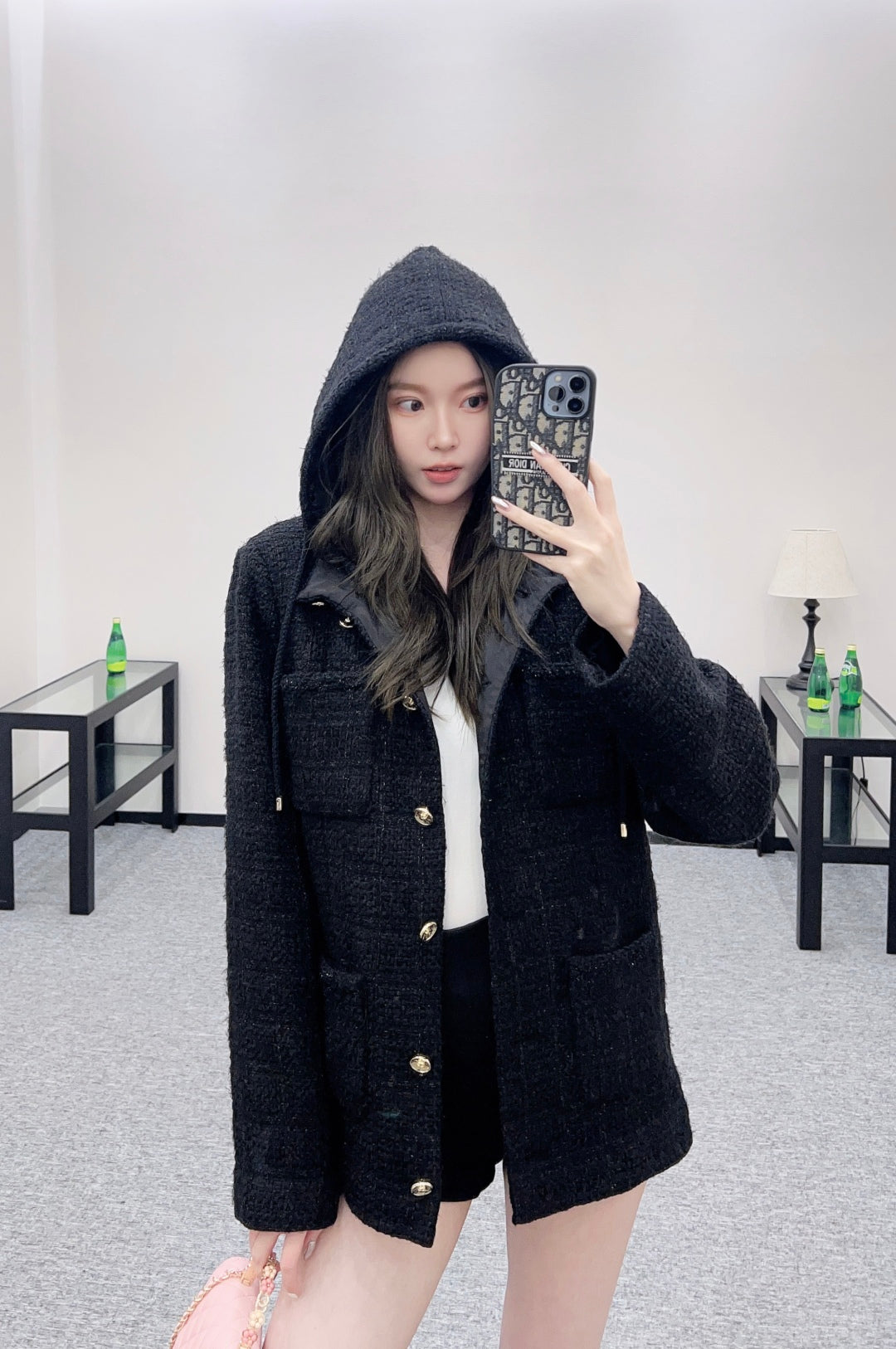 C 25 Wool woolen coat with detachable hood