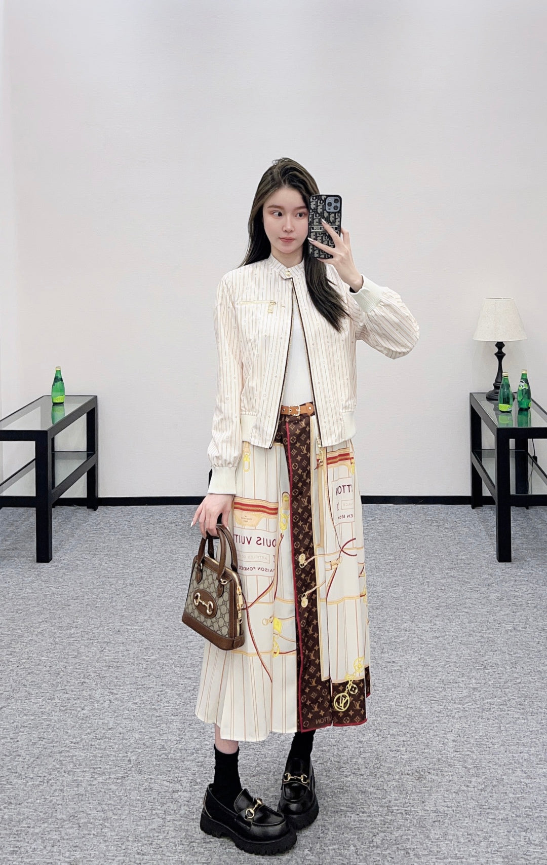 L 25 Reversible Stand Collar Jacket + Midi Skirt Set