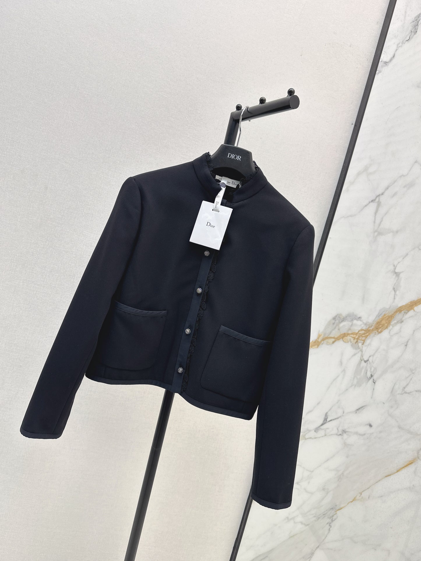 Di 25 New lace stand collar suit jacket(BEIGI/BLACK)