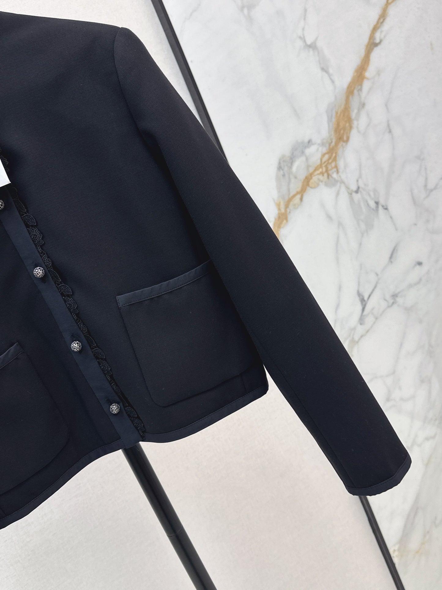 Di 25 New lace stand collar suit jacket(BEIGI/BLACK)