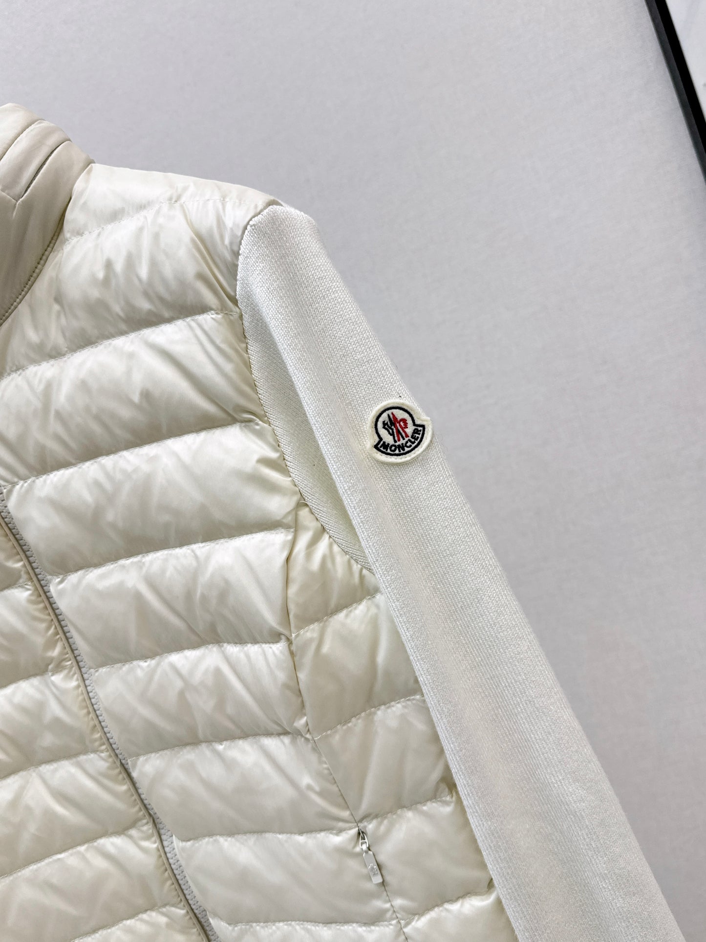 Mon 25fw New patchwork knitted down jacket(WHITE/PINK/BLACK)