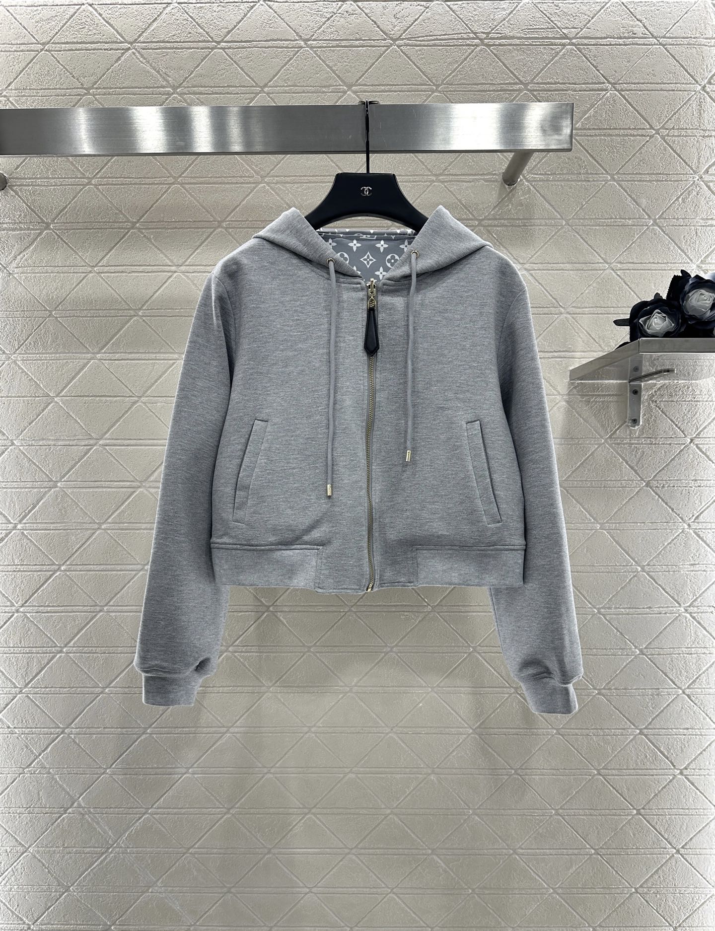 L 25 Double sided hooded jacket+pants set(BLKAC/GRAY)