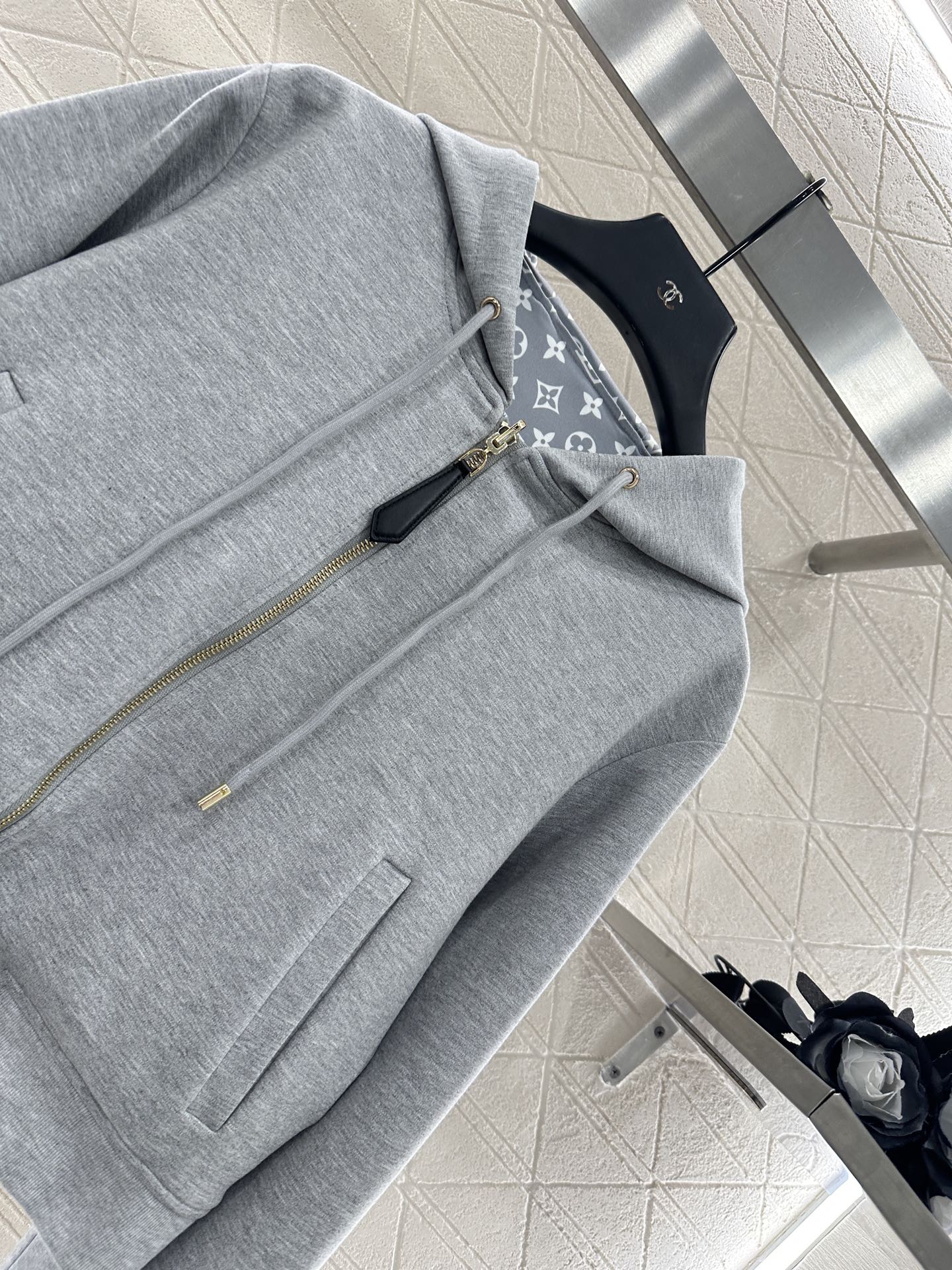 L 25 Double sided hooded jacket+pants set(BLKAC/GRAY)