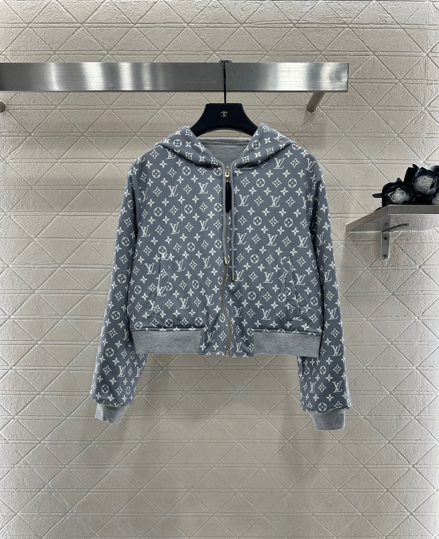 L 25 Double sided hooded jacket+pants set(BLKAC/GRAY)