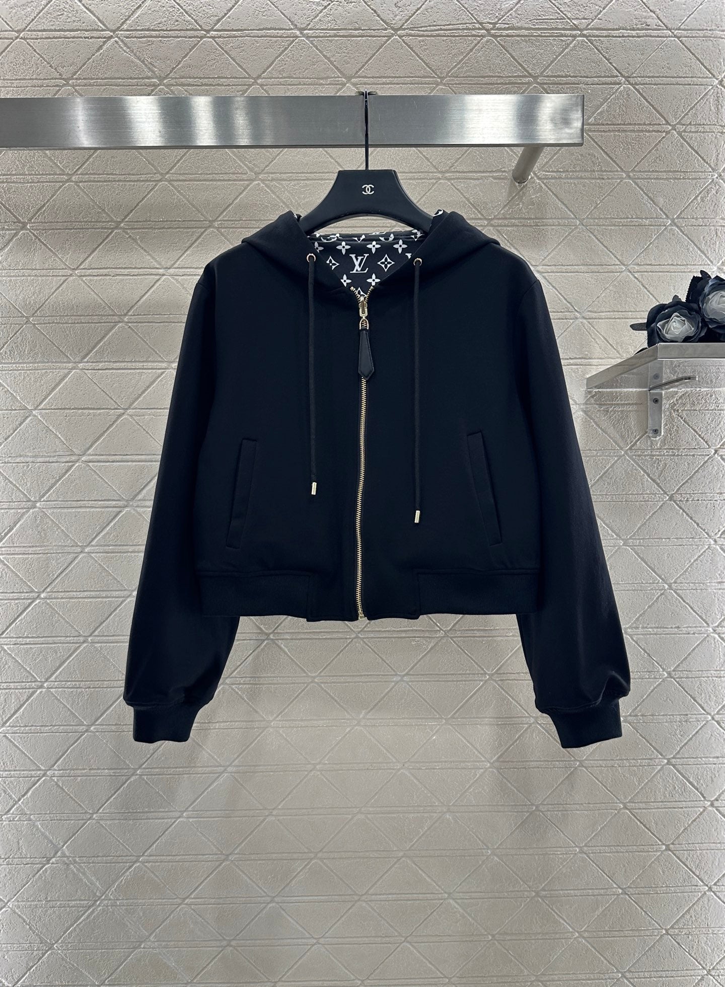 L 25 Double sided hooded jacket+pants set(BLKAC/GRAY)