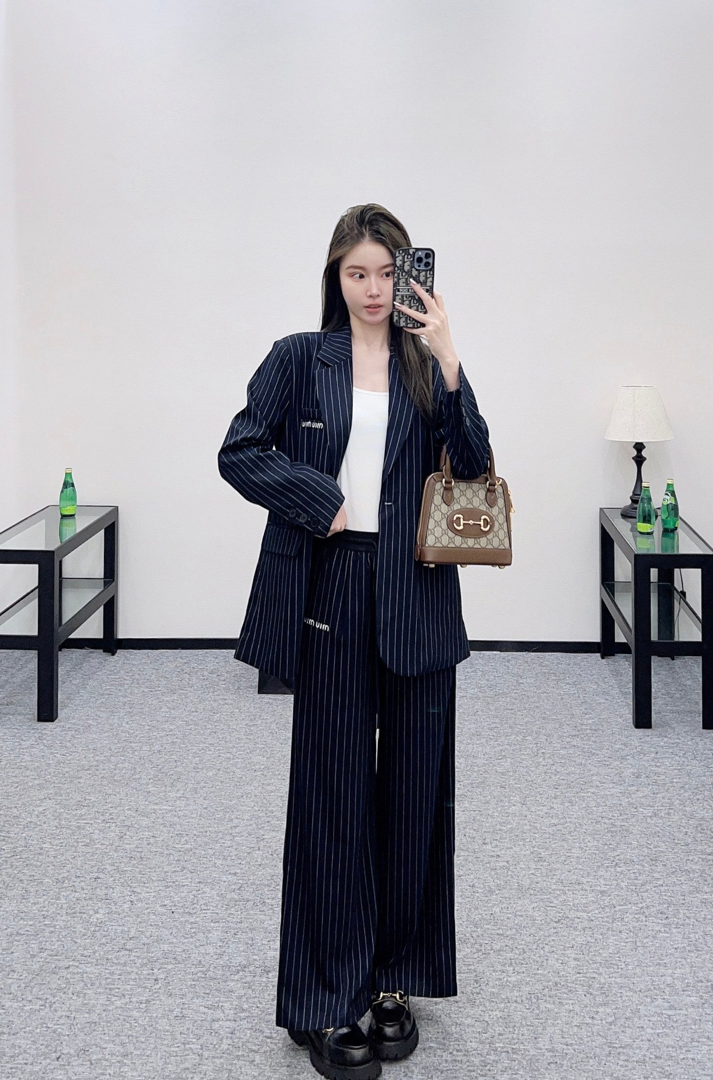 Mi 25 Silhouette striped suit jacket+pants set