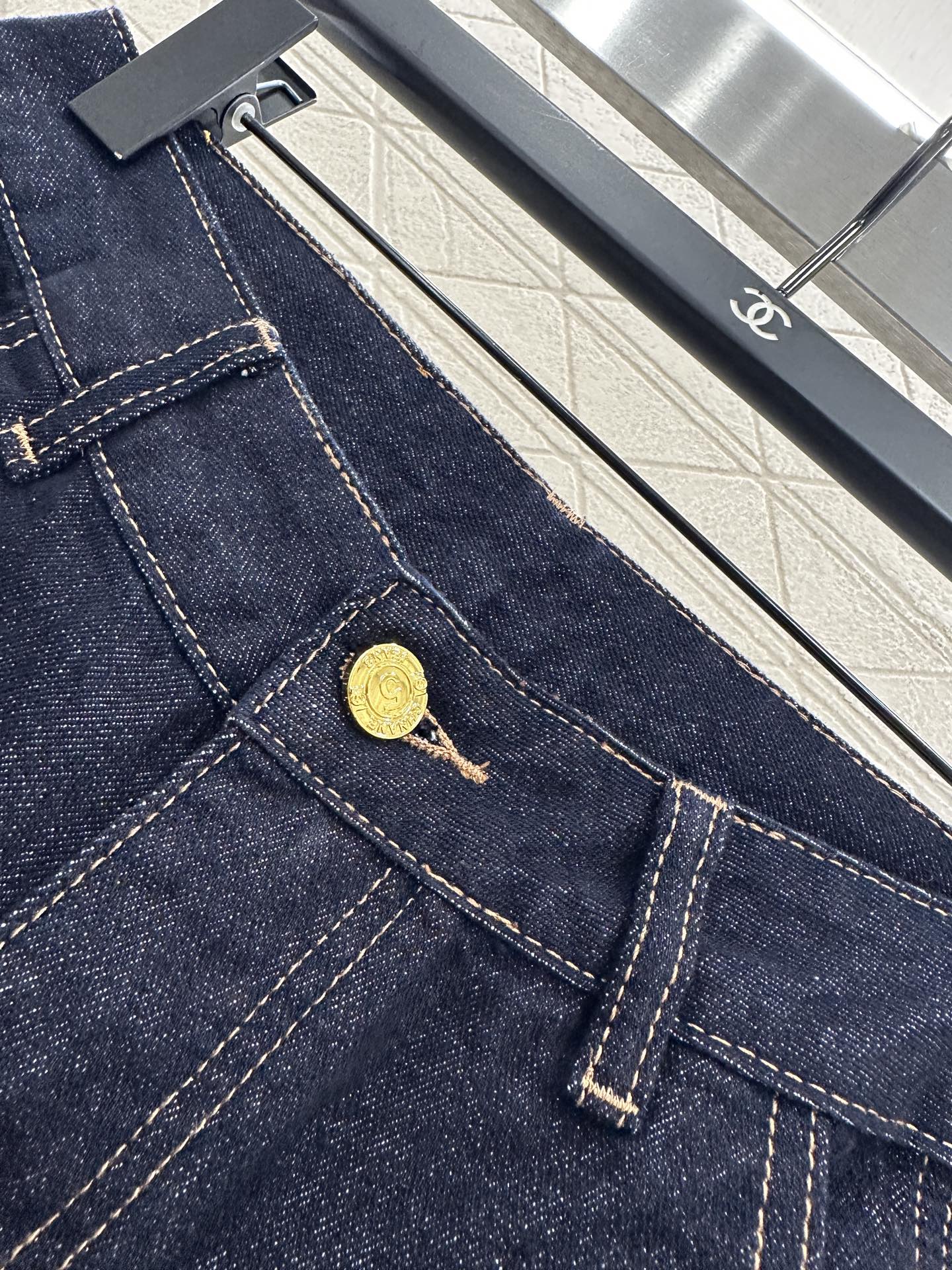 C 25 Embroidered letter denim straight leg pants