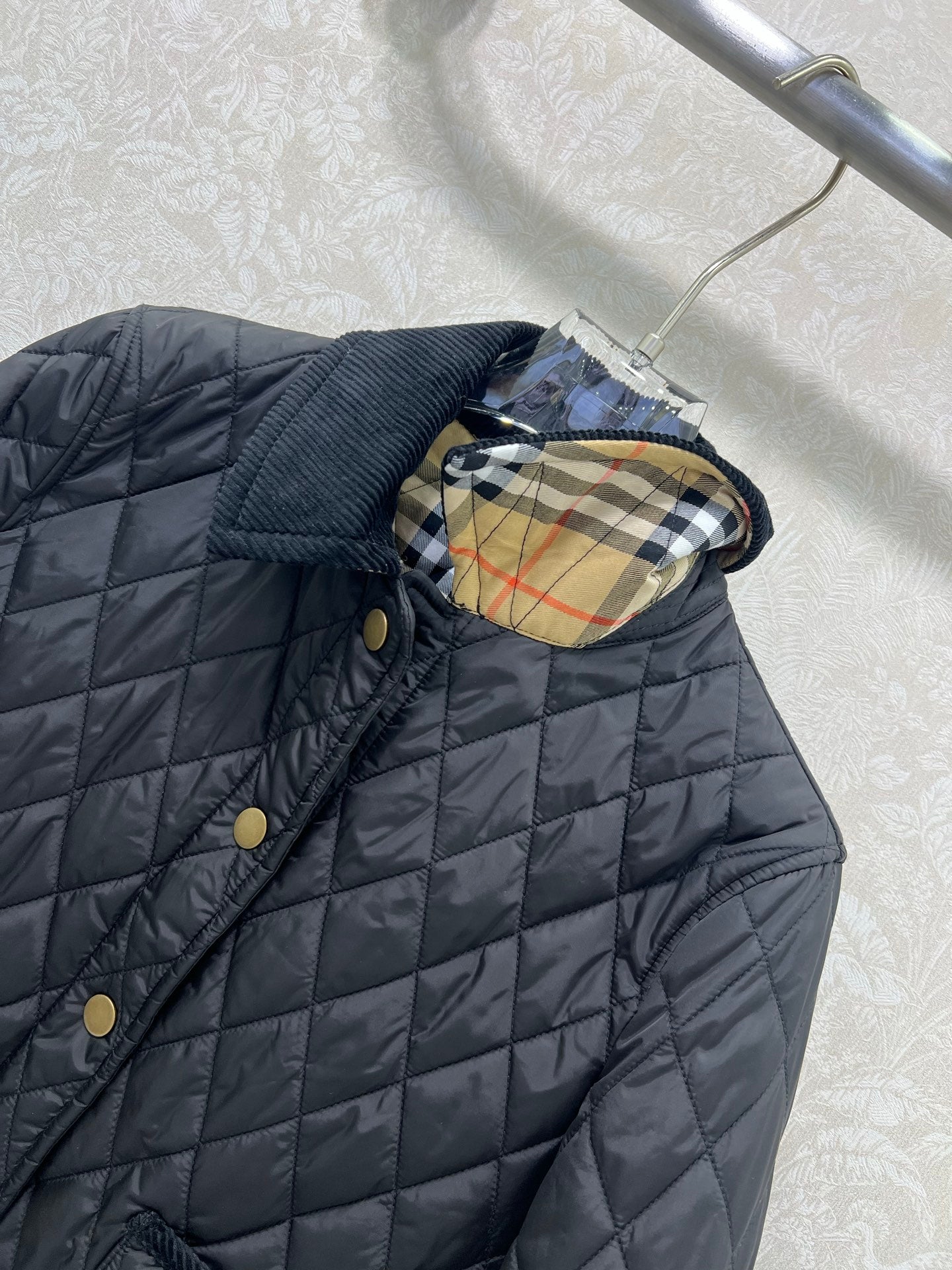 Bru 25 new corduroy lapel diamond grid short cotton jacket