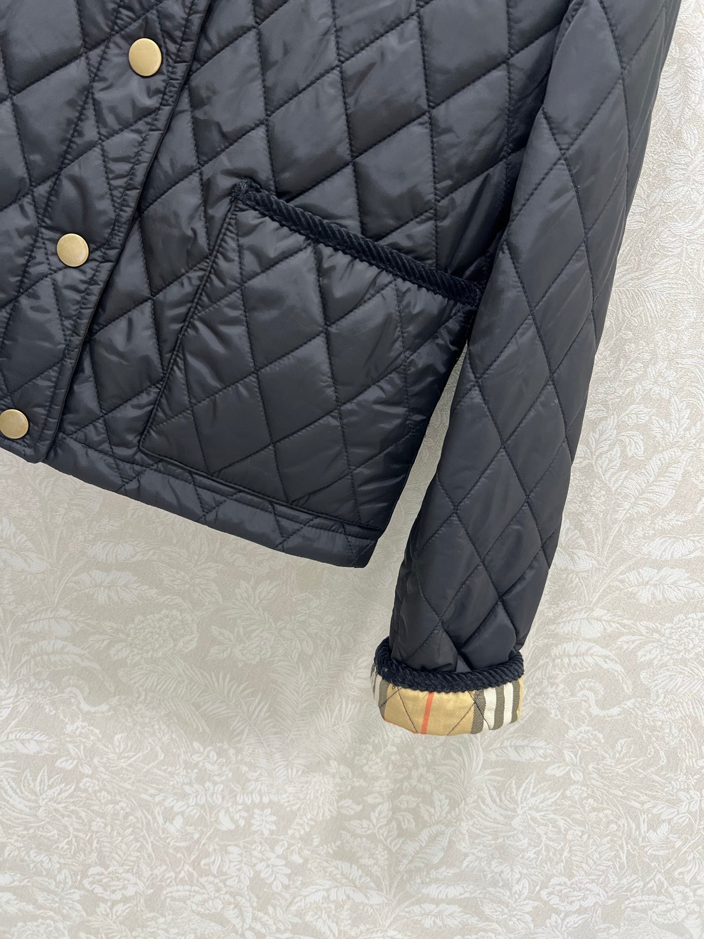 Bru 25 new corduroy lapel diamond grid short cotton jacket