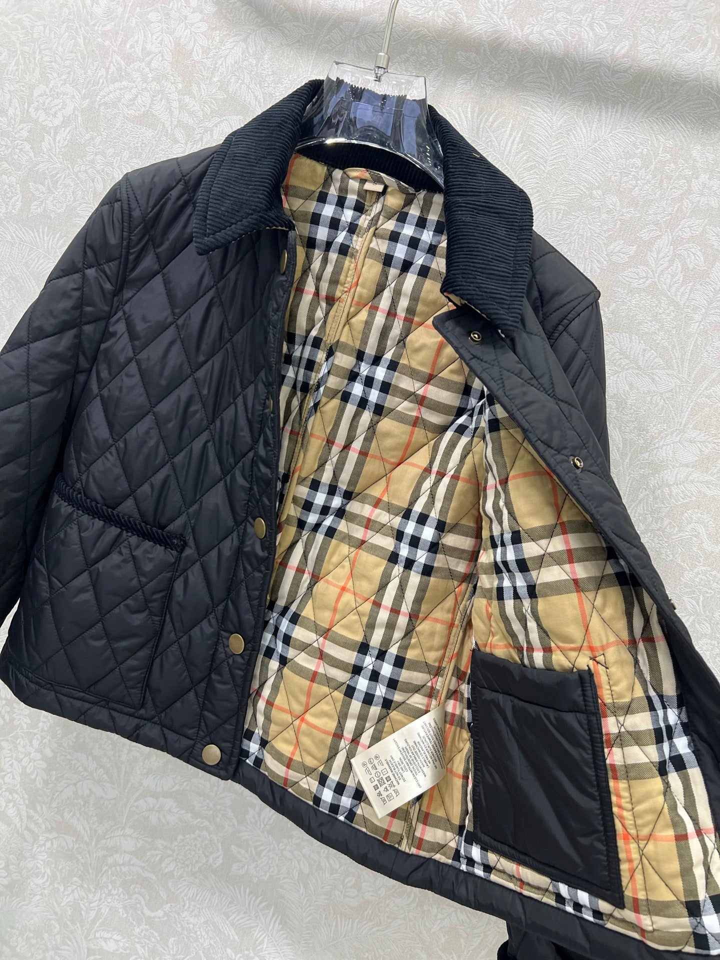 Bru 25 new corduroy lapel diamond grid short cotton jacket