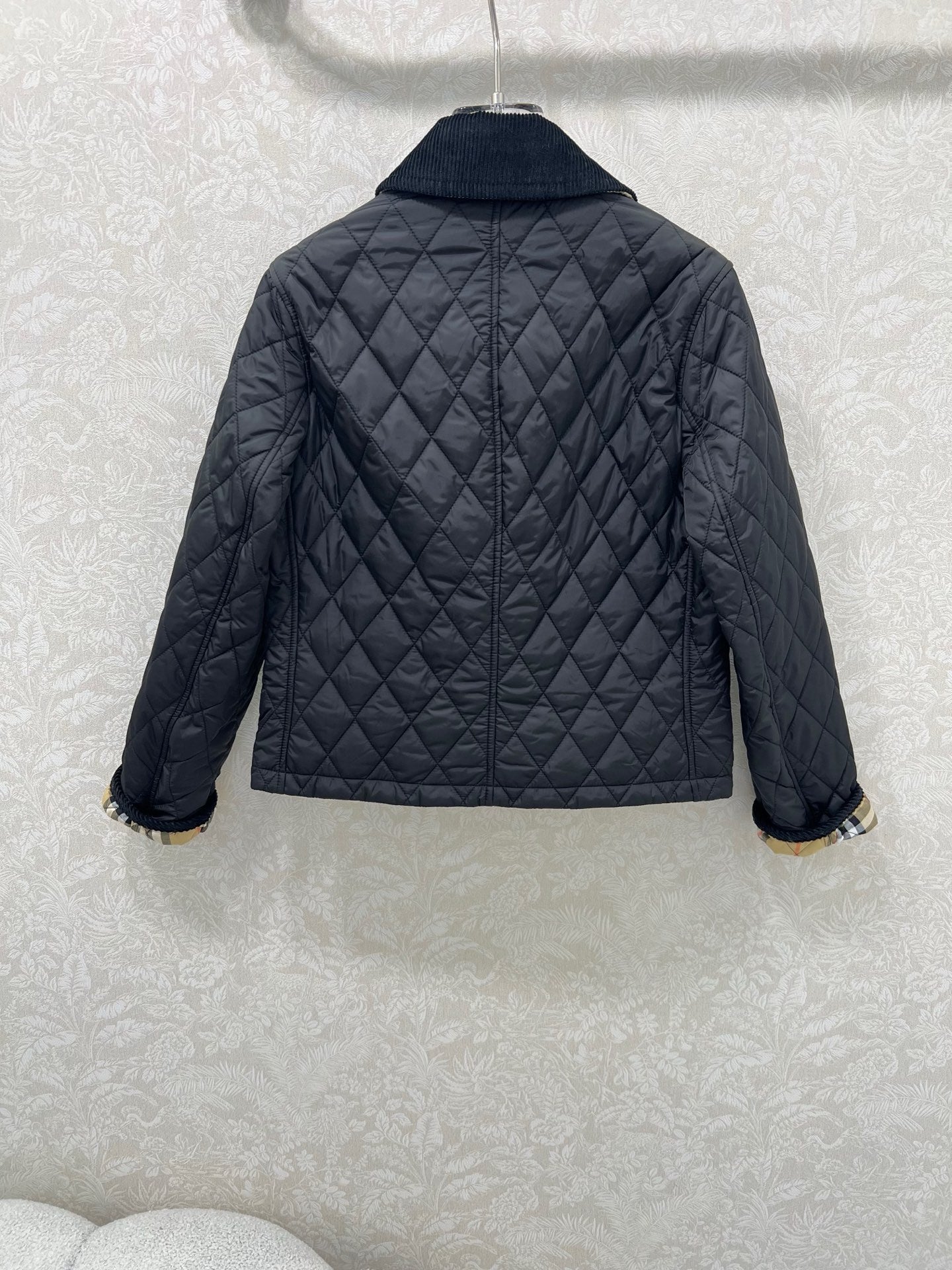 Bru 25 new corduroy lapel diamond grid short cotton jacket